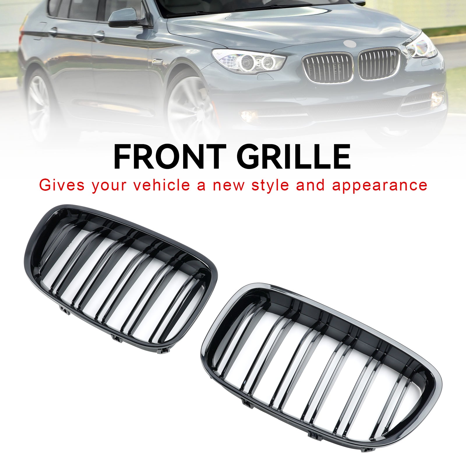 2009-2017 BMW 5 Series GT F07 Gloss Black Front Kidney Grille Grill 51137200169 51137200170