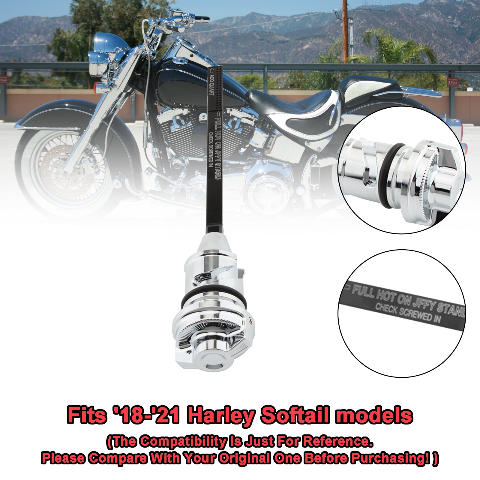 Oliepeilstok Tankdop Plug Geschikt voor Softail Breakout Fat Boy 114 Street Bob 18-22