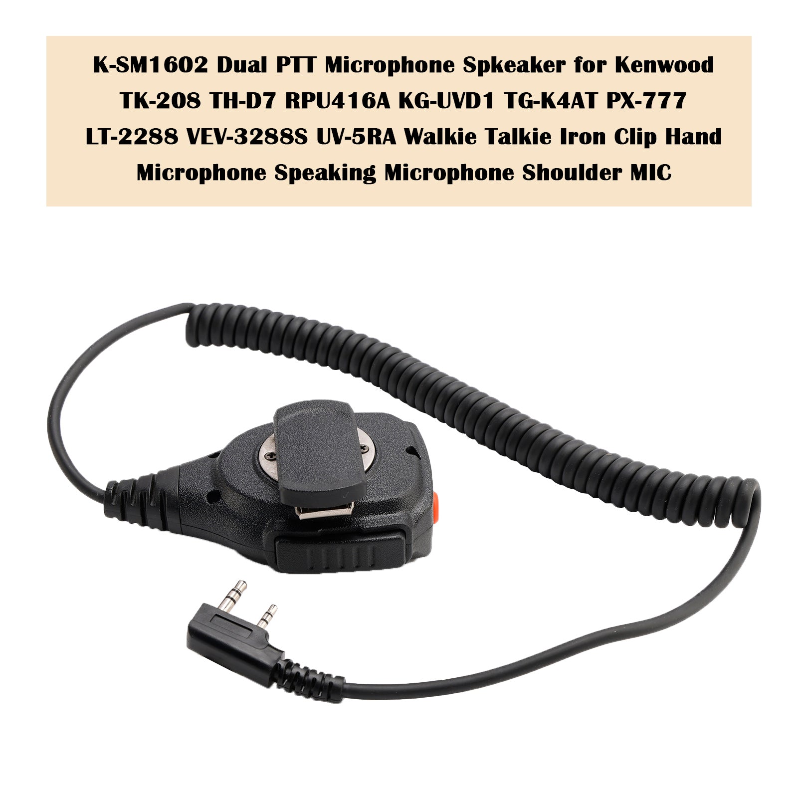 K-SM1602 dubbele PTT-microfoonluidspreker voor TK-220 TH-F6 RPV516A KG-UVD1P PX-666