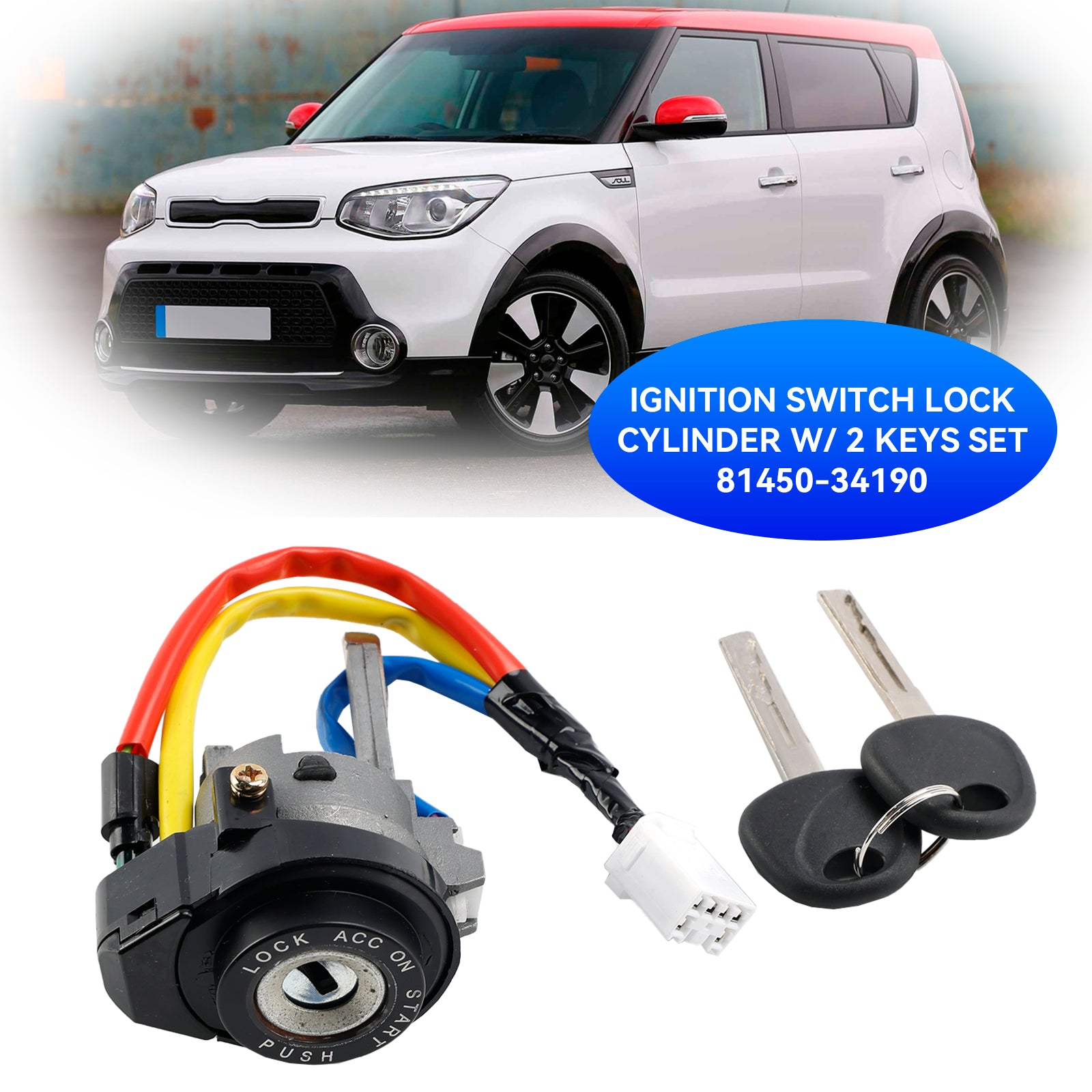 2014-2019 Kia Soul Lgnition Lock Cylinder w/Keys 81450-34190