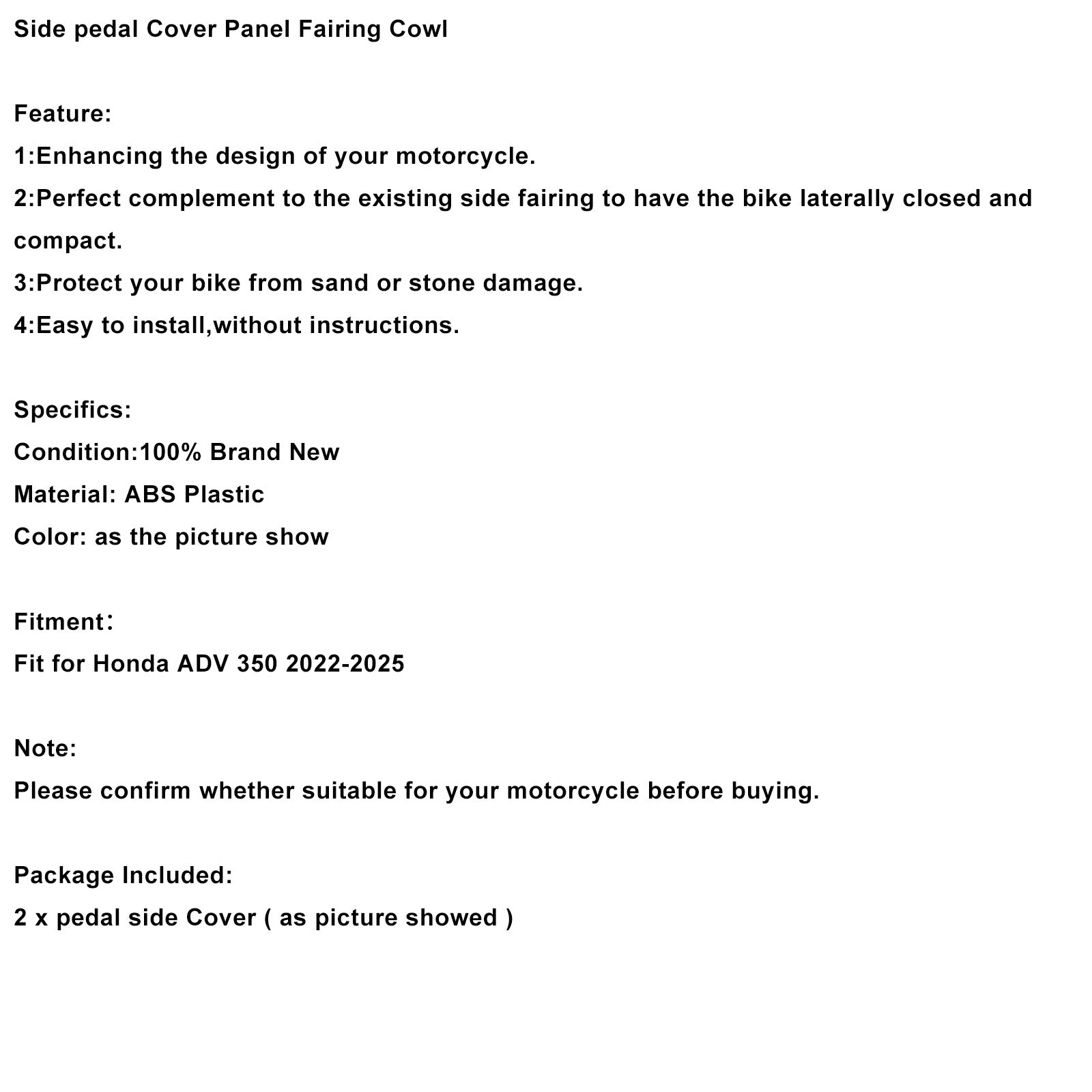 2022-2025 Honda ADV 350 Side pedal Cover Panel Fairing Cowl