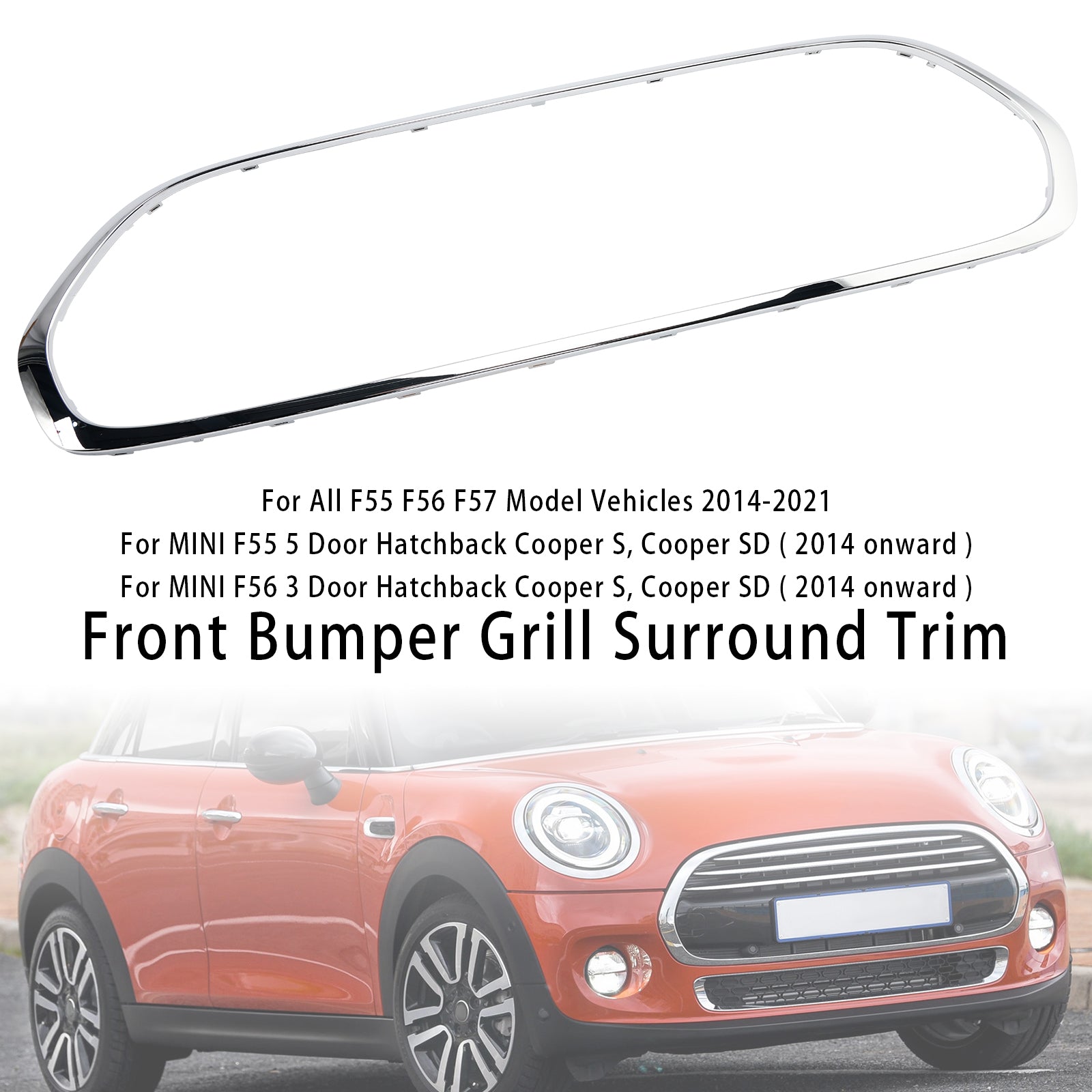 Front Grille Grill Surround 51137449207 Fit Mini Cooper F55 F56 F57 2014-2021