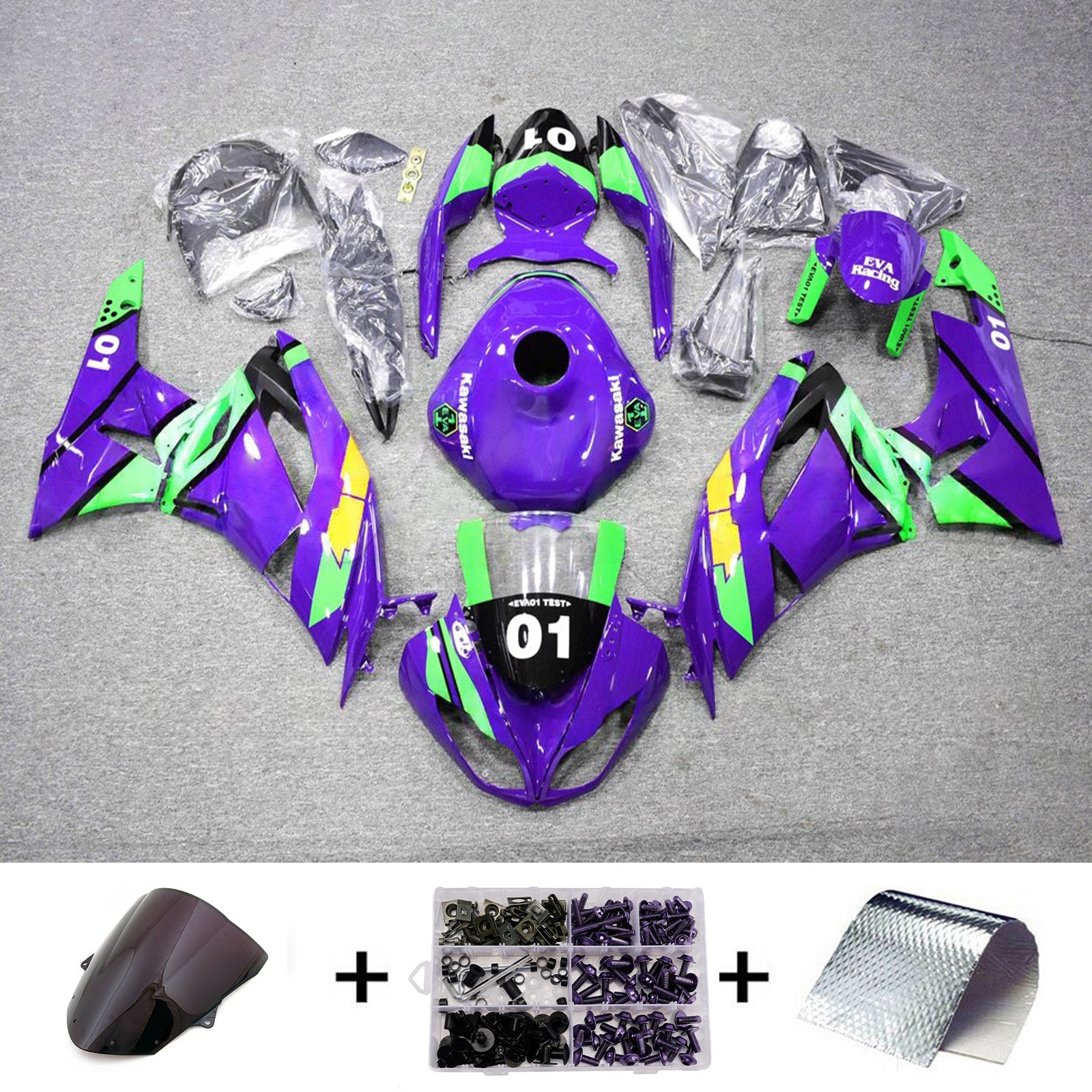 Kit carena iniezione carrozzeria in plastica ABS adatta per Kawasaki ZX6R 636 2009-2012
