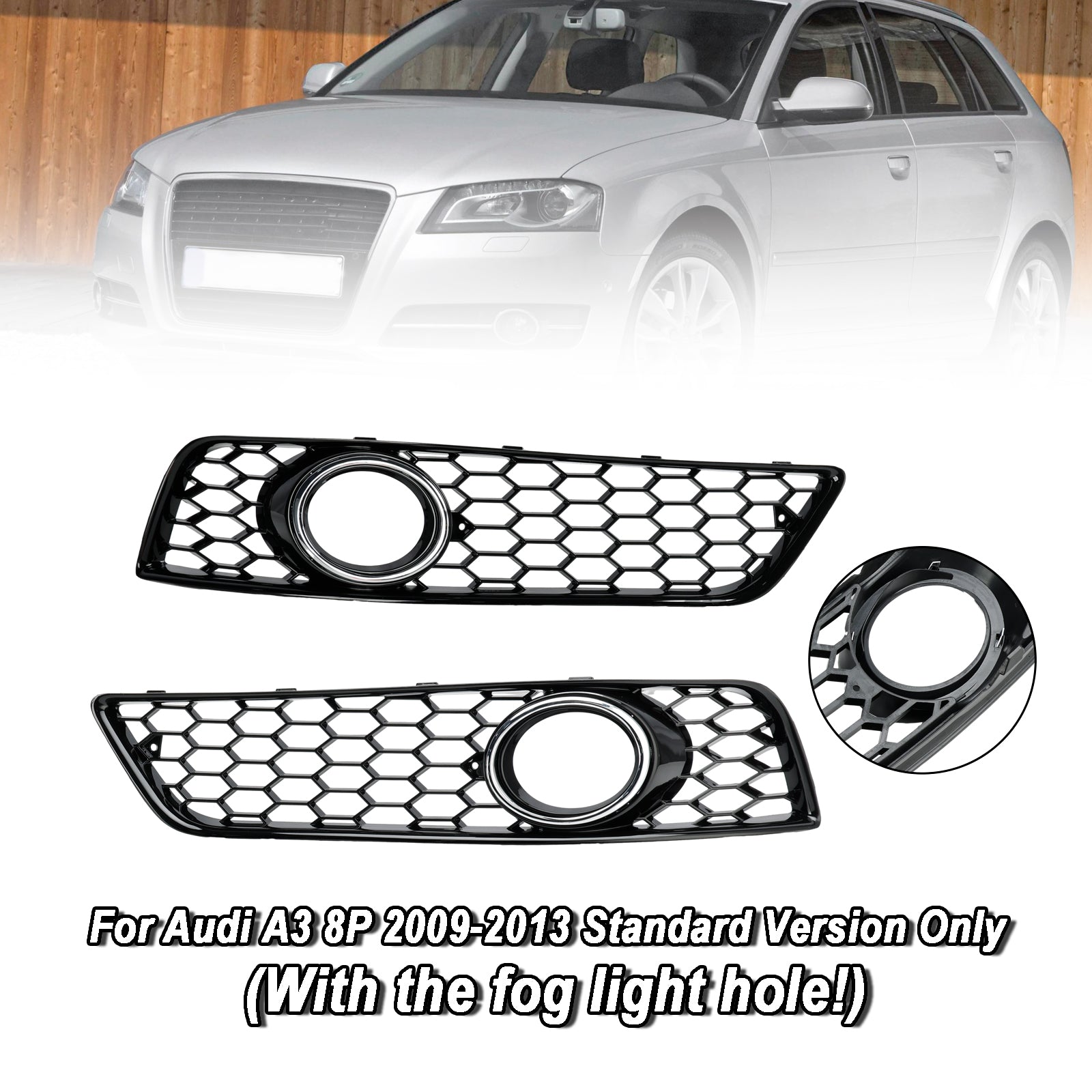 2009-2013 Audi A3 8P honingraatbumper mistlamp grille grillafdekking