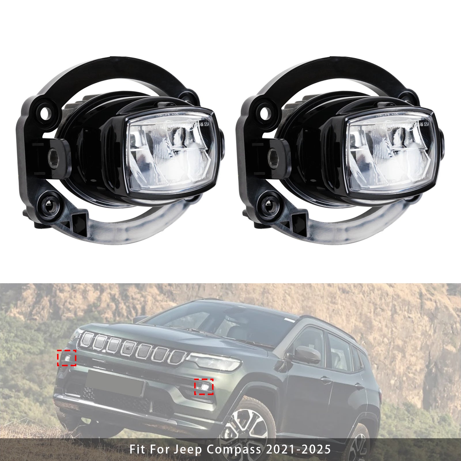2021-2025 Jeep Compass Pair LED Front Driving Fog Light 68470159AA