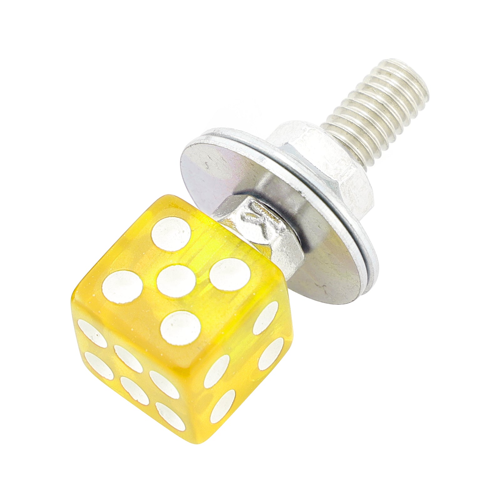 M6 Plastic Custom Head Dice License Plate Frame Screws Bolts Hardware Yellow X2