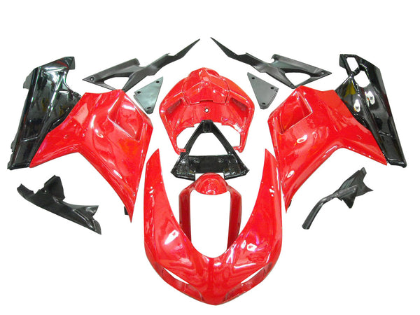 2007-2012 Ducati 1098/1198/848 Red & Black Bodywork Fairing ABS Injection Mold 8# Generic