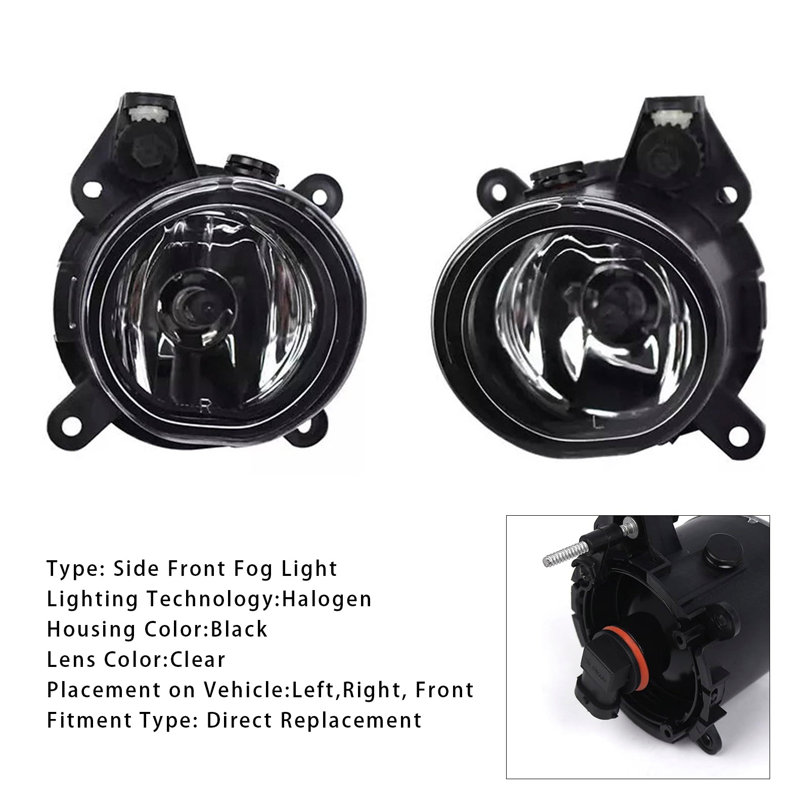 Pair Front Bumper Fog Lights For Mini Cooper One R50 R52 R53 63176925050