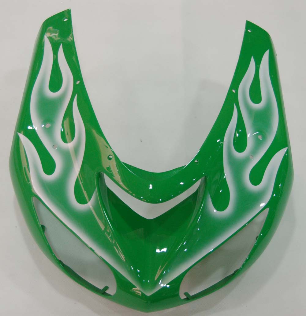 2006-2007 Kawasaki ZX 10R Carénages de course flamme verte et blanche générique