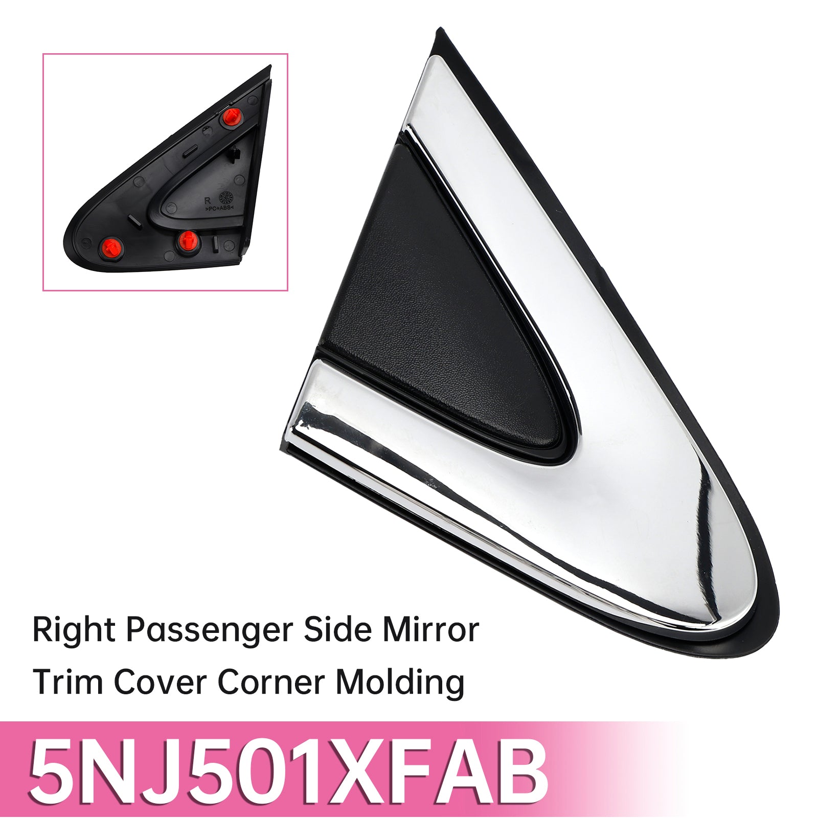 Right Passenger Side Mirror Trim Cover Corner Molding for Chrysler 200 2015-2017