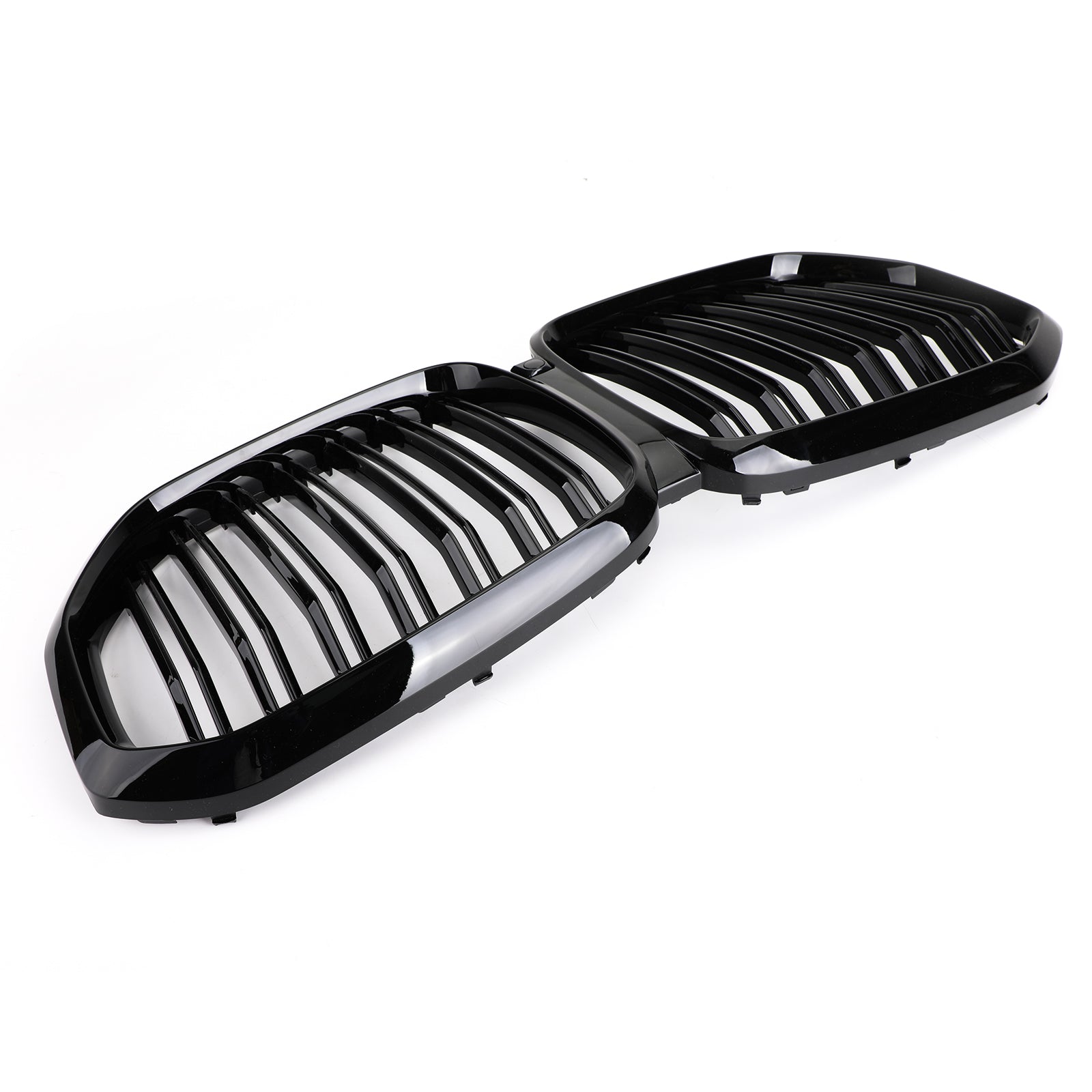 Front Kidney Grille Gloss Black Grill Dual Fin For BMW X5 G05 2018-2021