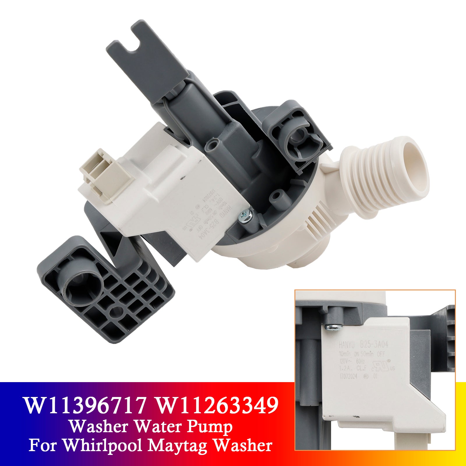 W11396717 W11263349 Washer Water Pump for Whirlpool Maytag Washer