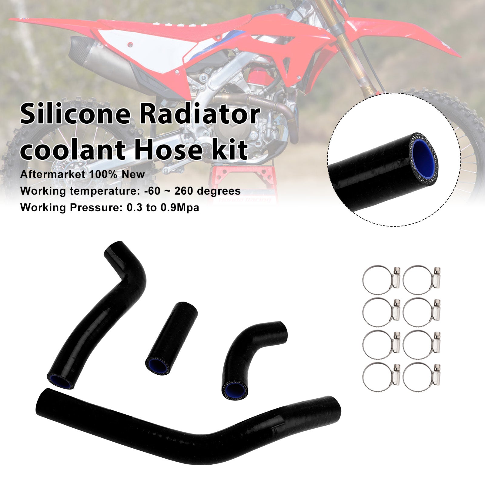 Silicone Radiator coolant Hose kit Fit For Honda CRF450R RX RWE 21-25