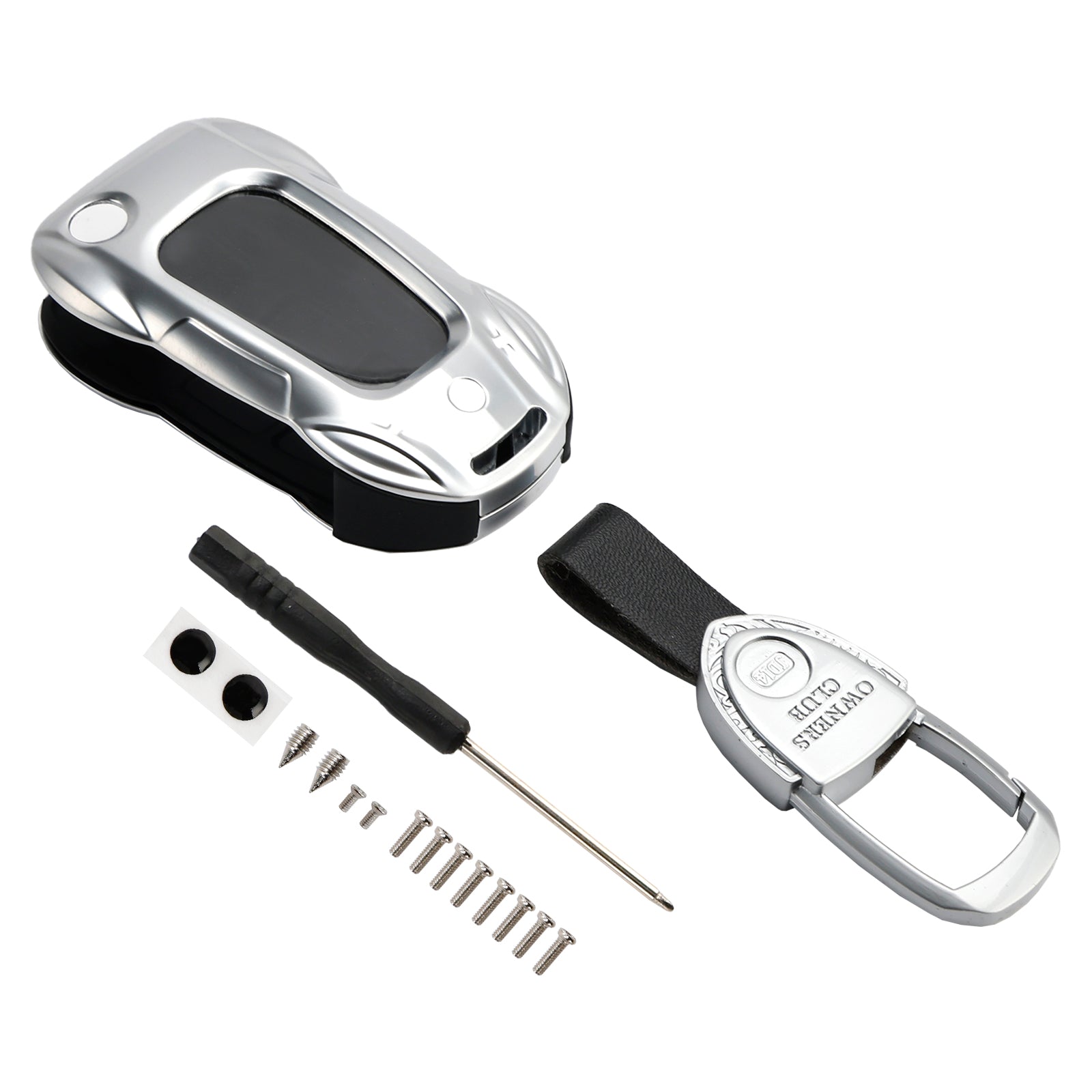 Housse argentée pour clé de voiture en alliage de cuir et de zinc pour Audi A1 A3 S3