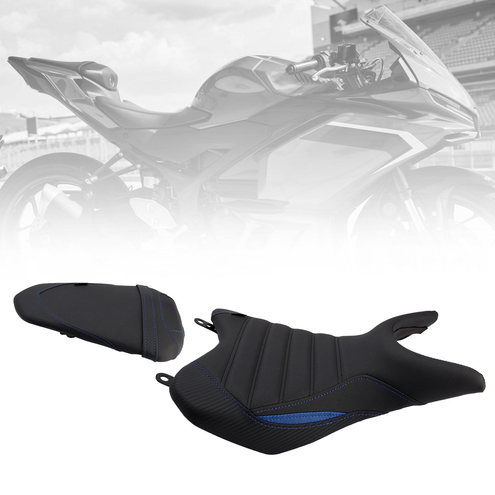 Front&Rear Raider Passenger Cushion Kit Blue For Yamaha Yzf-R3 25- Mt-03 25-
