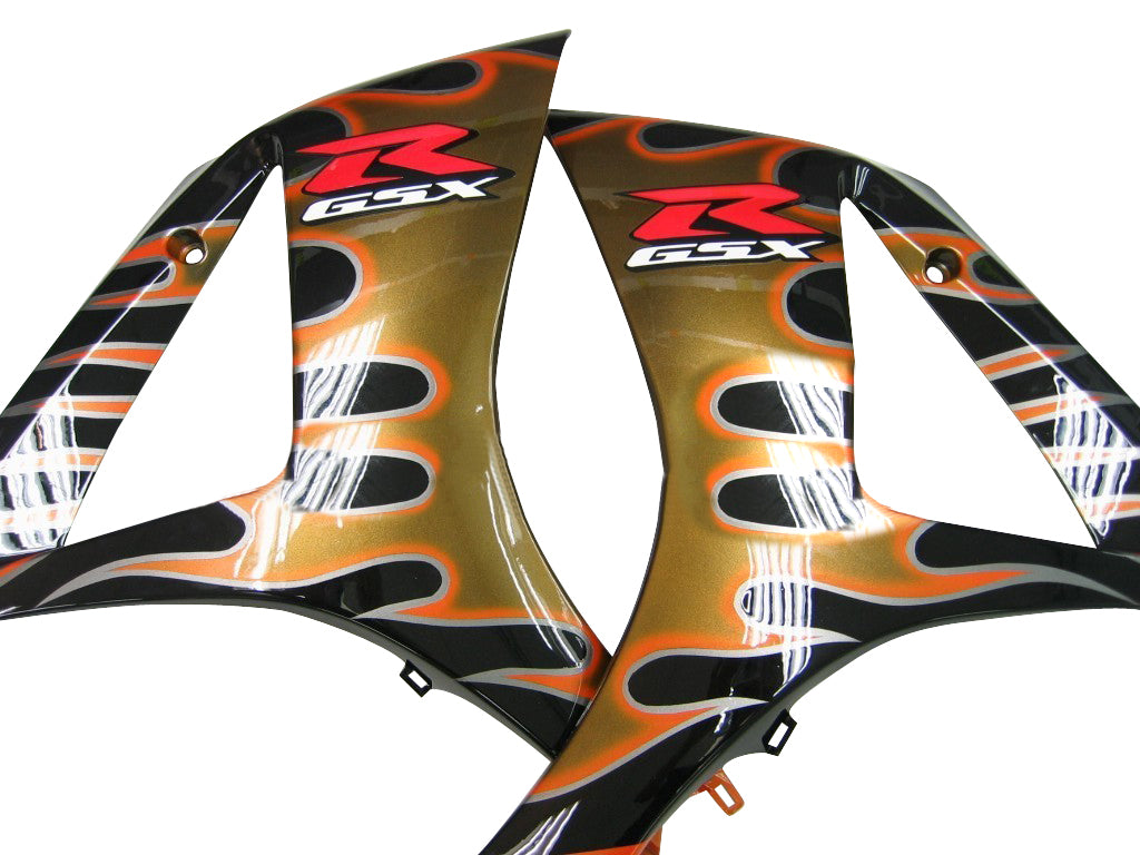 2007-2008 Suzuki GSXR 1000 Black & Orange Gold Flame Racing Fairings Generic