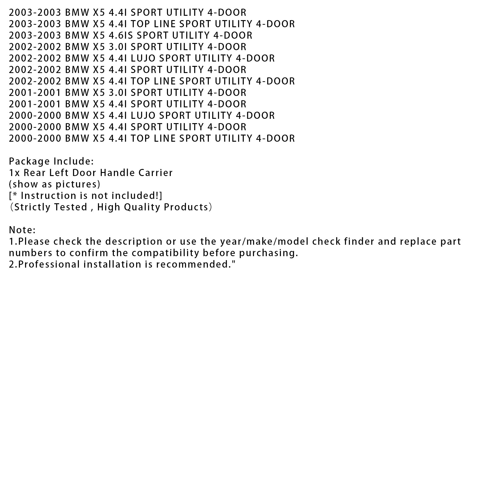 Rear Left Door Handle Carrier Outer 51228243635 For BMW E53 X5