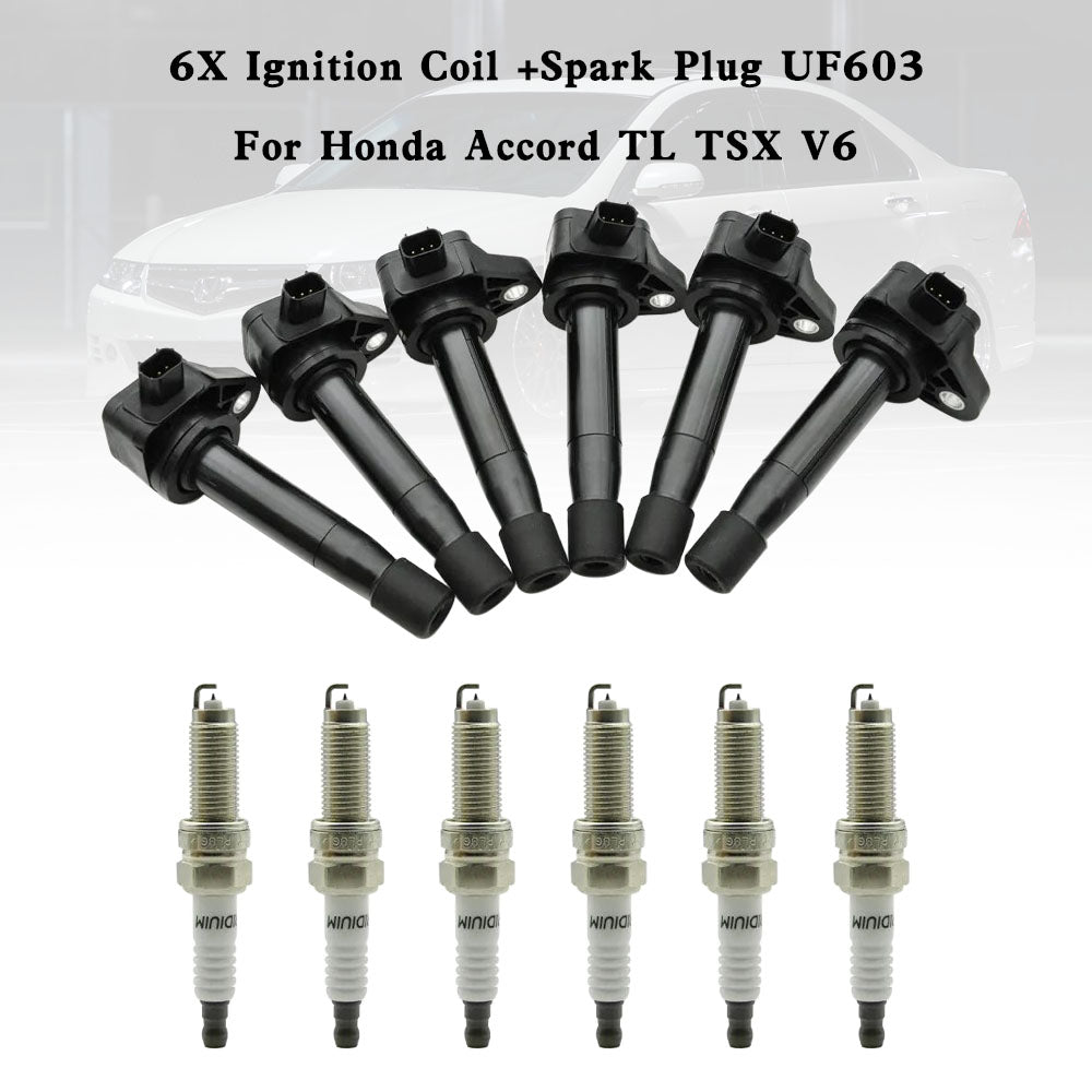 2013-2015 Acura RDX V6 3.5L Ignition Coil +Spark Plug UF603 5C1681 6Pcs