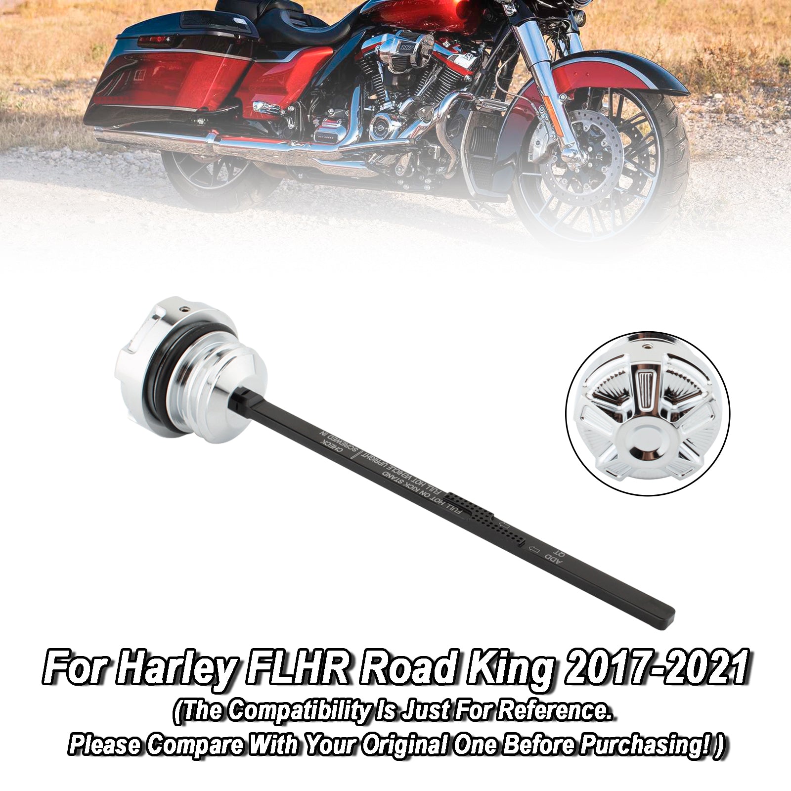 Bouchon de réservoir de jauge d'huile, bouchon adapté pour Road Electra Street Glide Road King 17-21