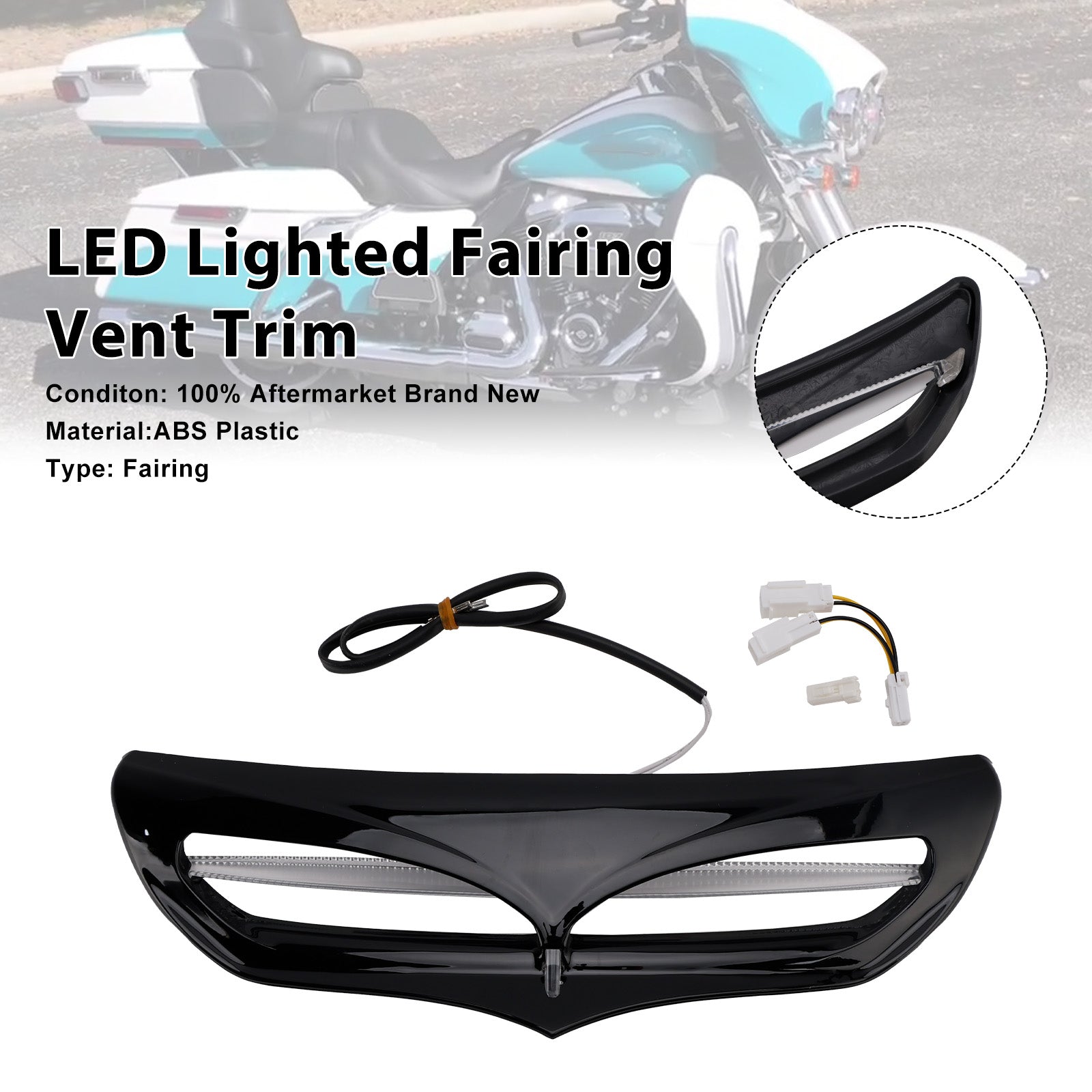 LED Lighted Fairing Vent Trim For Electra Street Glide FLHTCU 2014-2022