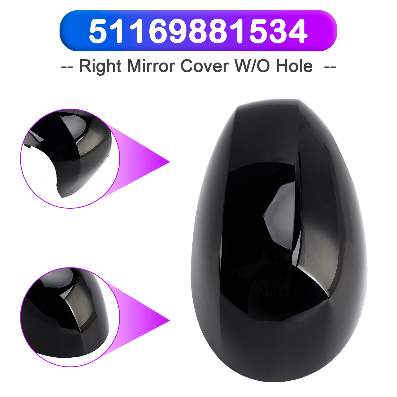 Right Mirror Cover W/O Hole 51169881534 for MINI Cooper F54 F55 F56 F57 20-24