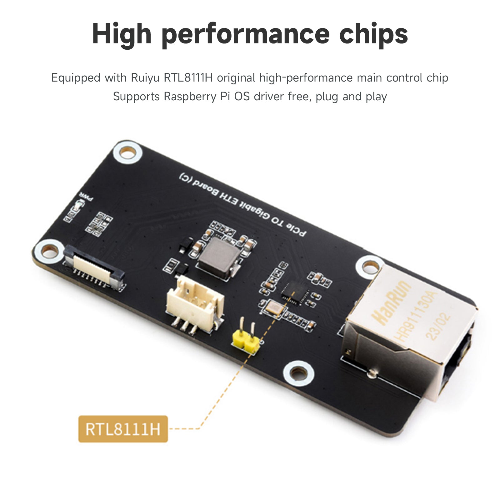 Carte adaptateur de Port Ethernet Raspberry Pi5 5B PCIe vers Gigabit, système d'exploitation sans pilote