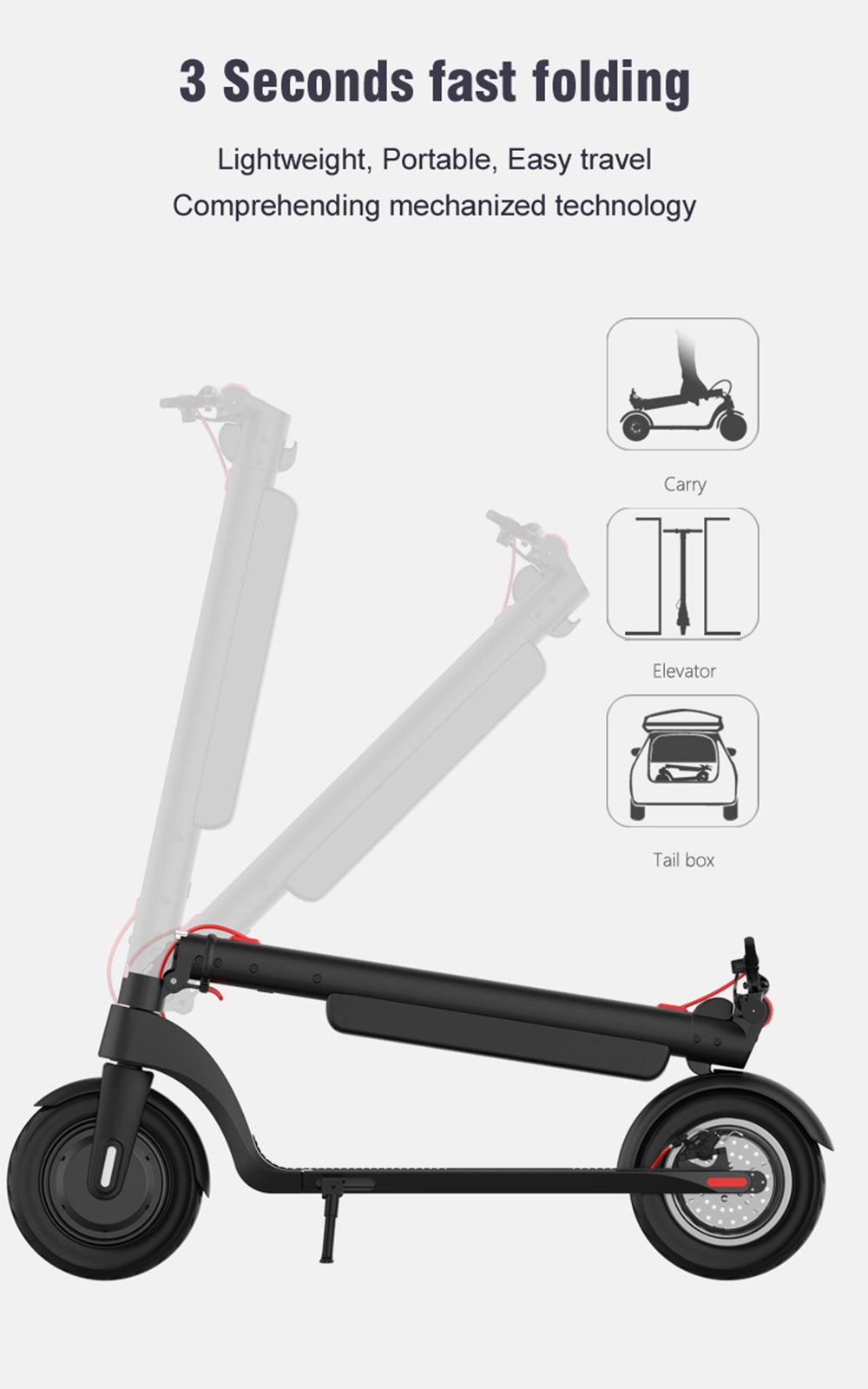 10" scooter électrique se pliant pour la gamme adulte de 350W 45KM pour le déplacement urbain adulte