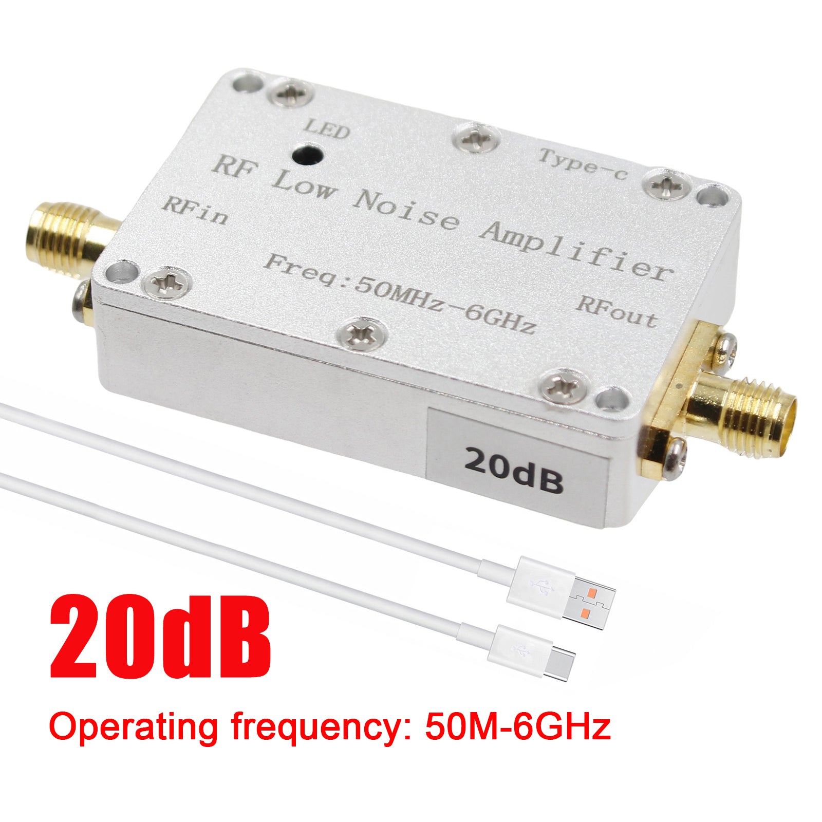 50m-6GHz Radiofrequentieversterker 20dB 30dB High-Gain Front LNA Signaal met laag geluidsniveau