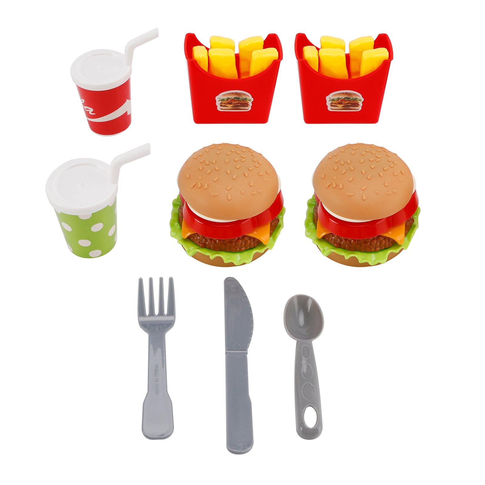Hamburger Wafels Frietjes Drinken Speelvoedsel Doe alsof speelgoed Keukenset Kinderspeelgoedset