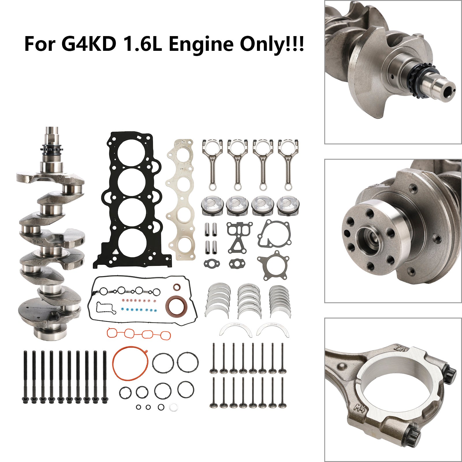 G4FD Engine Rebuild Overhaul Kit w/Crankshaft & Connecting Rod for Hyundai 1.6L