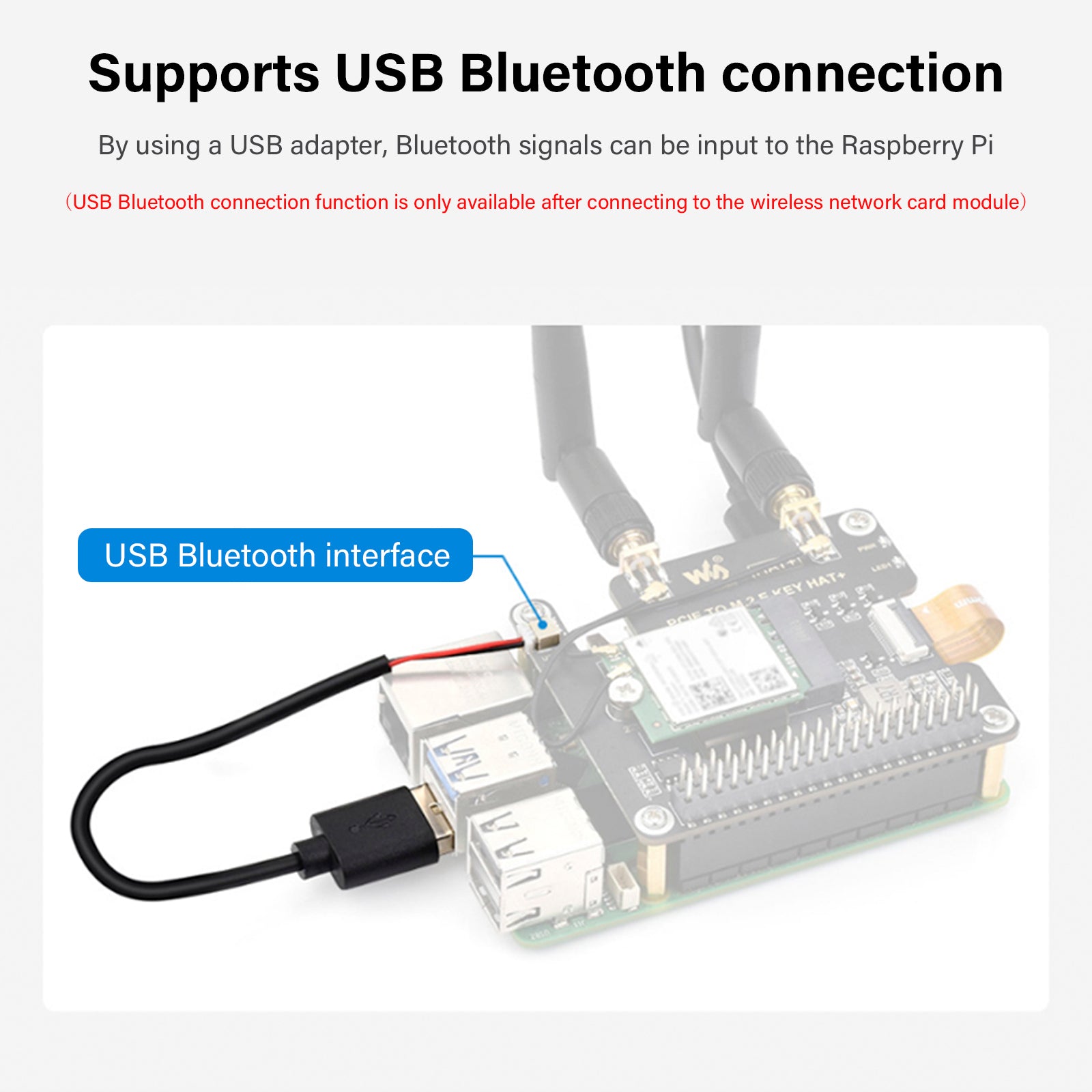 Placa de expansión Raspberry Pi 5 PCIe a M.2 E Key para tarjeta de red inalámbrica NGFF