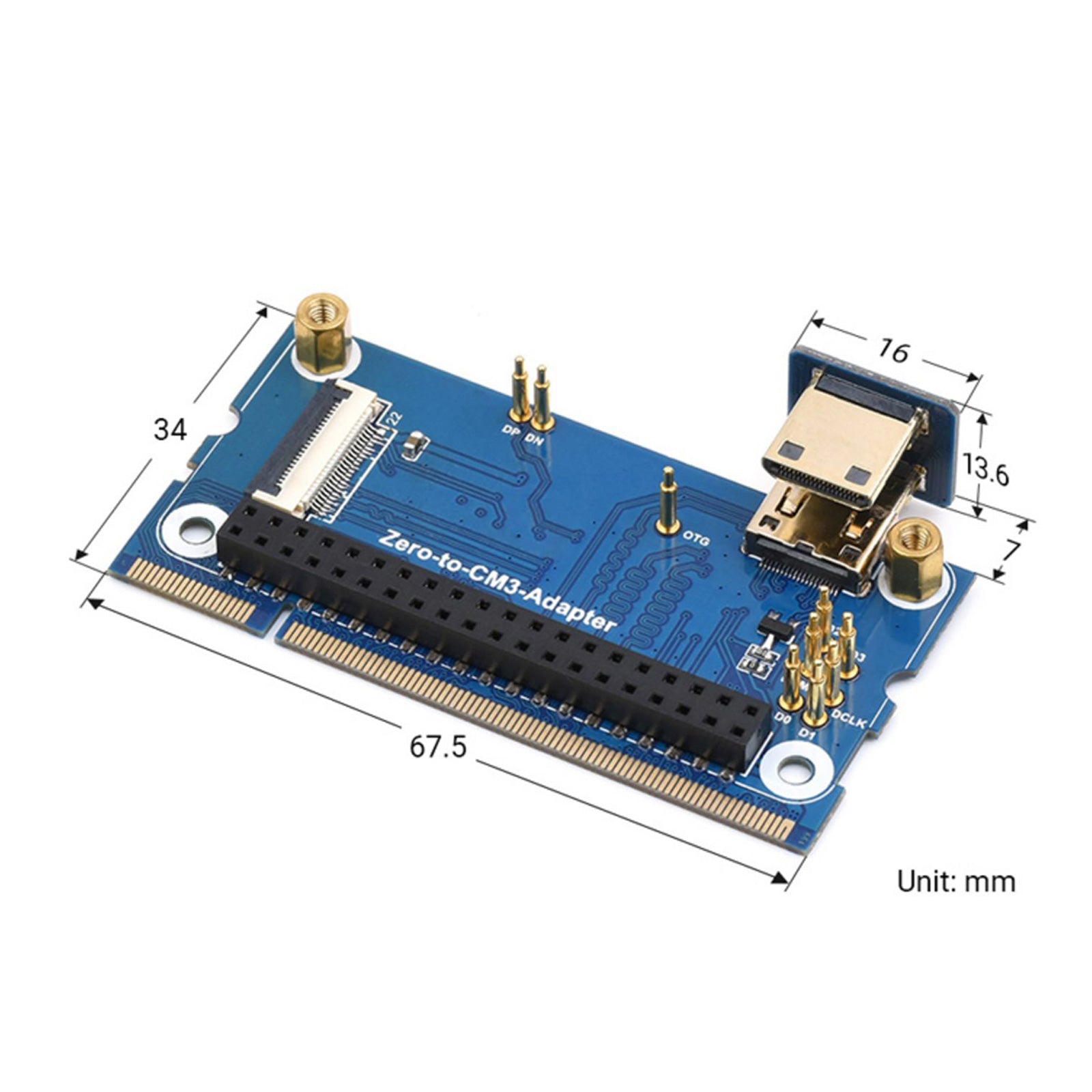 2W til CM3 utvidelseskort Raspberry Pi CM3 Core Board alternativt adapterkort