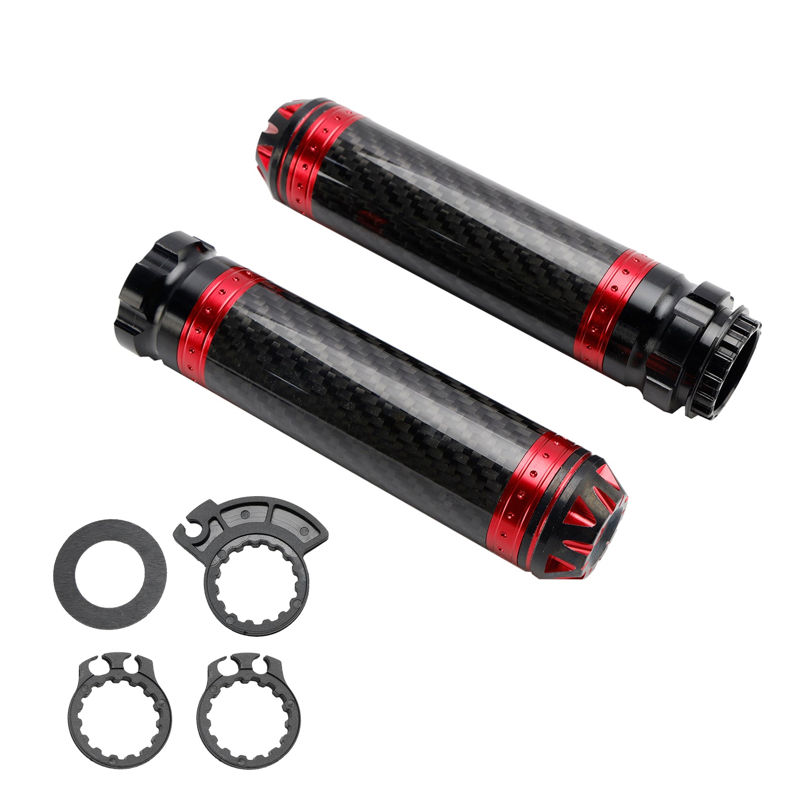 7/8"/22mm Motorfiets Stuur Handgrepen Carbon Universeel Groen Voor Motorfiets Zilver
