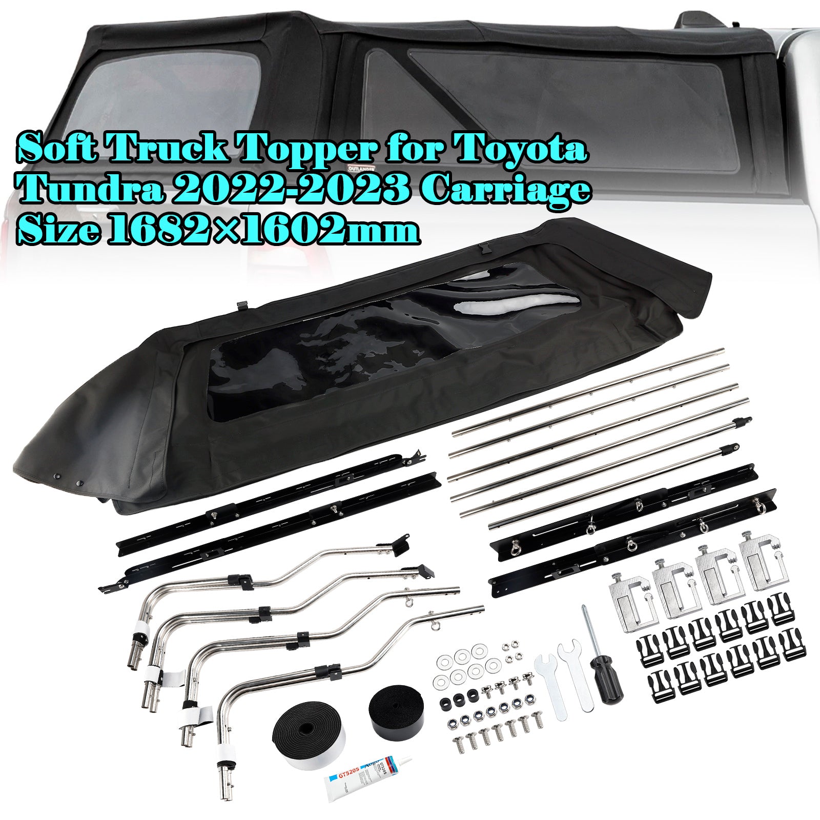 2022-2023 Toyota Tundra Carriage Soft Truck Topper Size 1682×1602mm