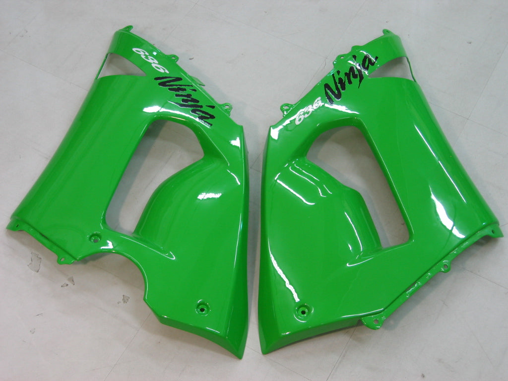 2005-2006 Kawasaki ZX6R 636 Fairings Green Black Ninja Racing Generic