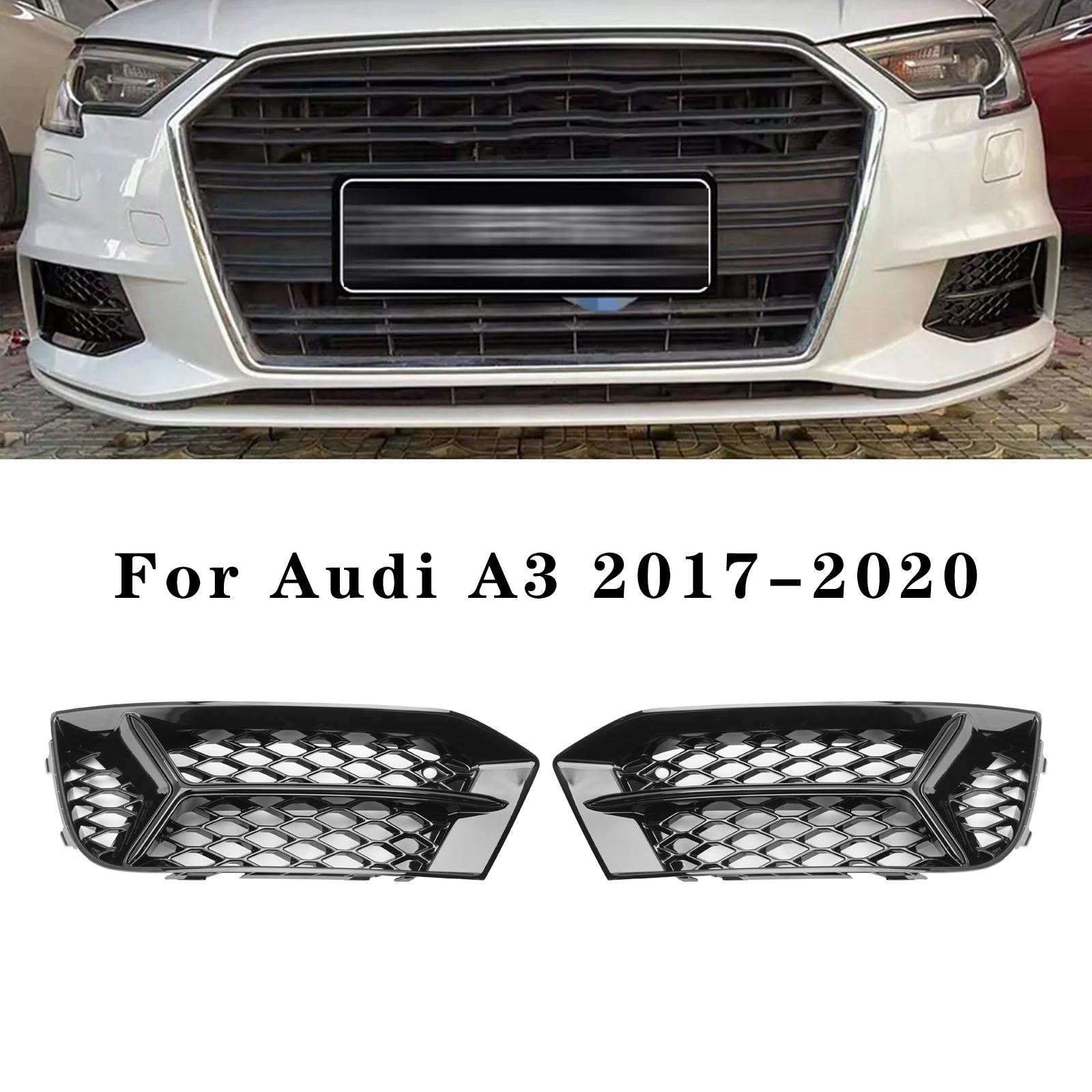 2017-20202020 AUDI A3 Bumper Grill Fog Light Cover Lemp Frame Trim