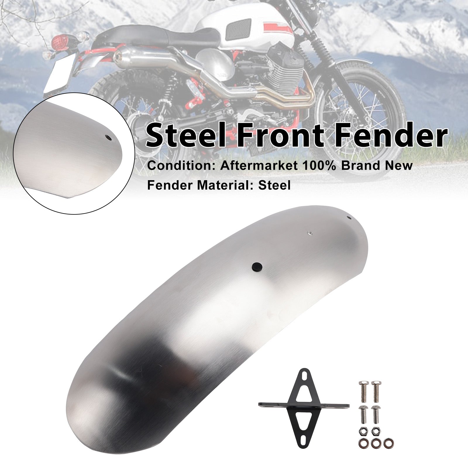 Garde-boue avant en acier adapté pour MOTO GUZZI V7 II Stone Classic Special 10-16