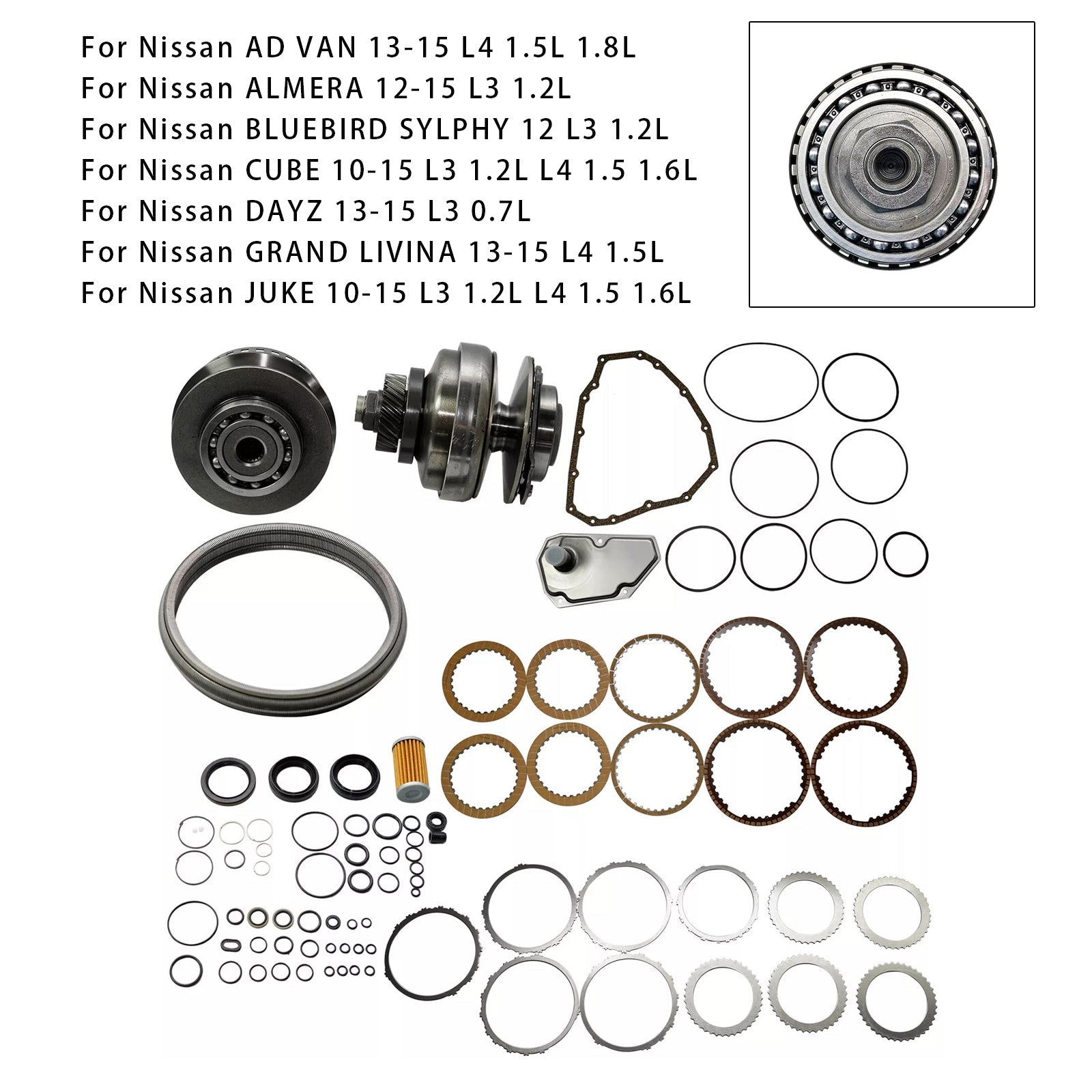 2013-2015 SUZUKI SPACIA L3 0.7L Transmissie Master Revisie Kit & Katrolset met riem JF015E RE0F11A