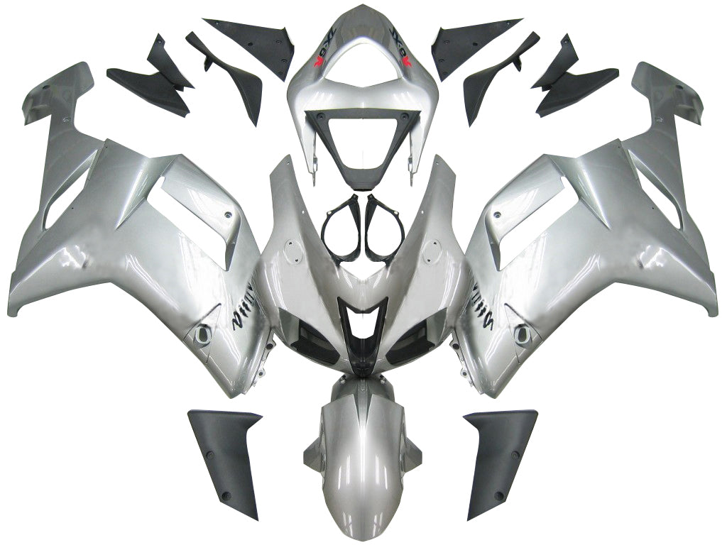 2007-2008 Kawasaki ZX6R ZX636 Fairings Silver Ninja ZX6R Racing Generic