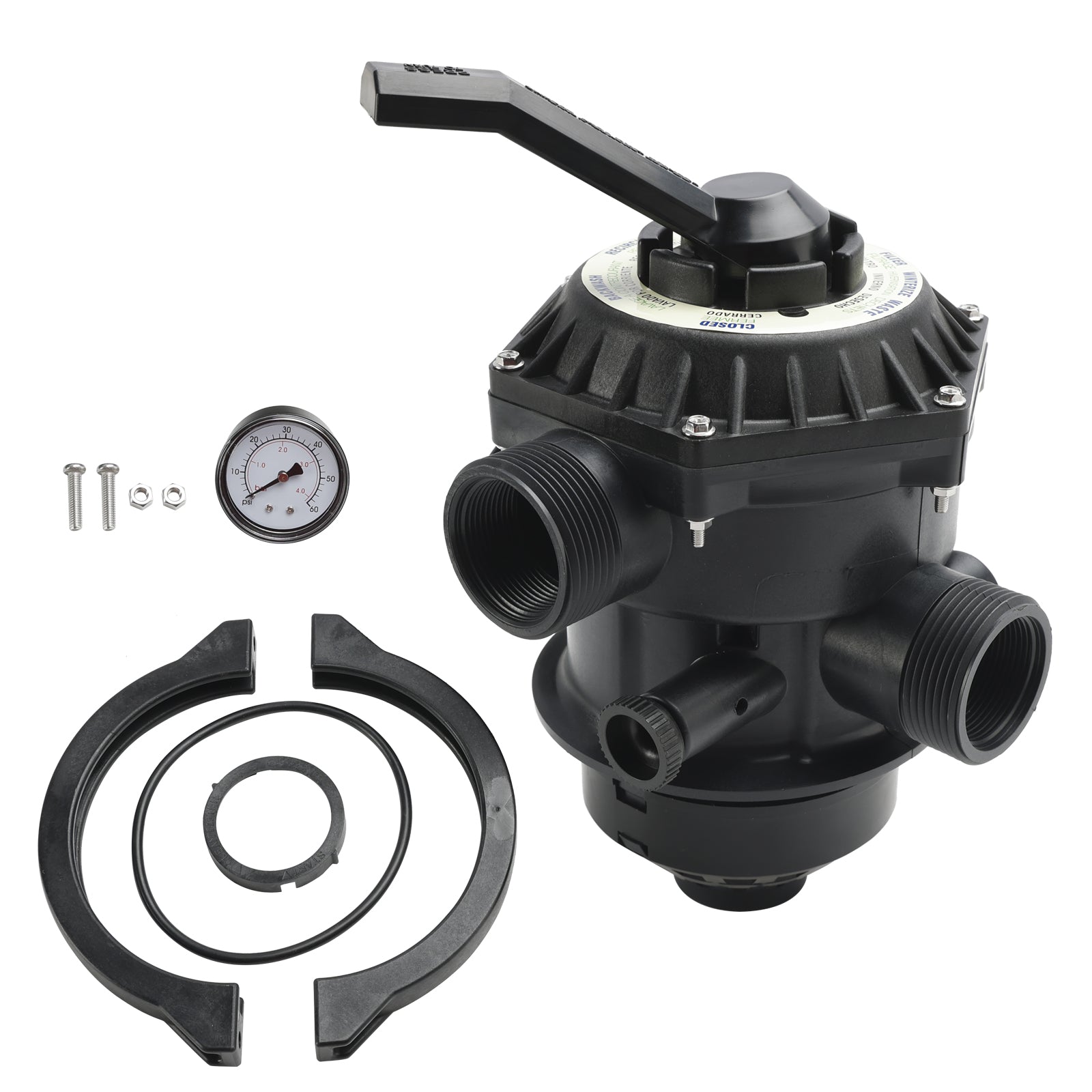 262506 Valve de style pince à 6 voies de 1-1/2 pouces compatible avec le filtre à sable de piscine et de spa