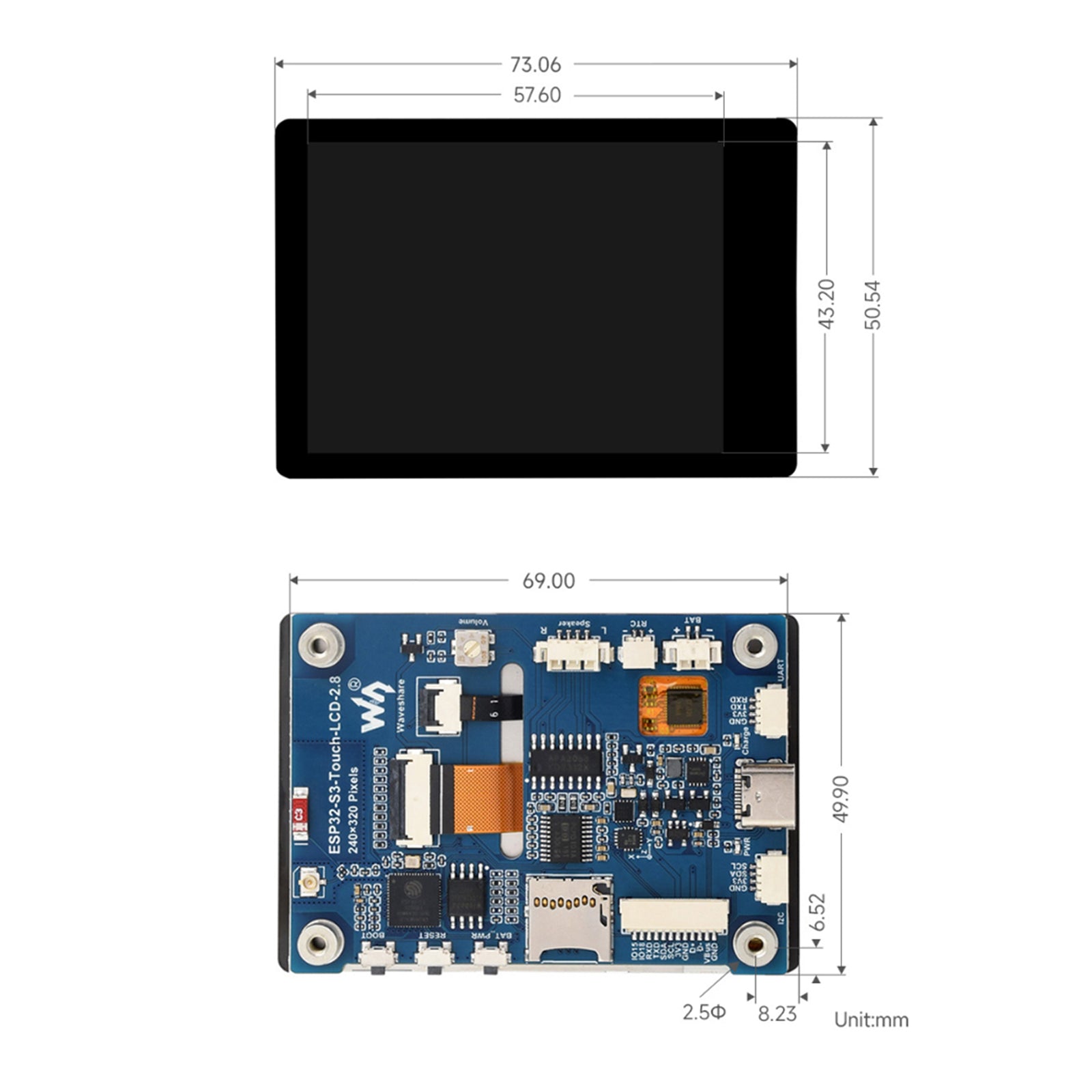 ESP32-S3 Development Board 2.8-inch Capacitive Touch Screen SPI Interface LVGL