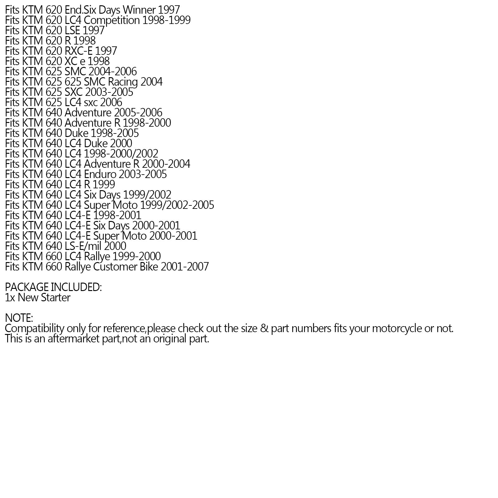 1998-2001 KTM 640 LC4-E NOUVEAU STARTER 58440001000 SMU0507 410-54131