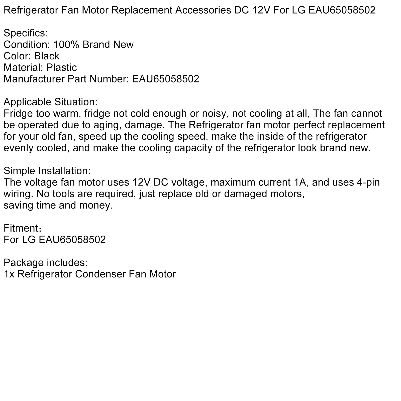 Koelkast Fan Motor Vervanging Accessoires DC 12V Voor LG EAU65058502