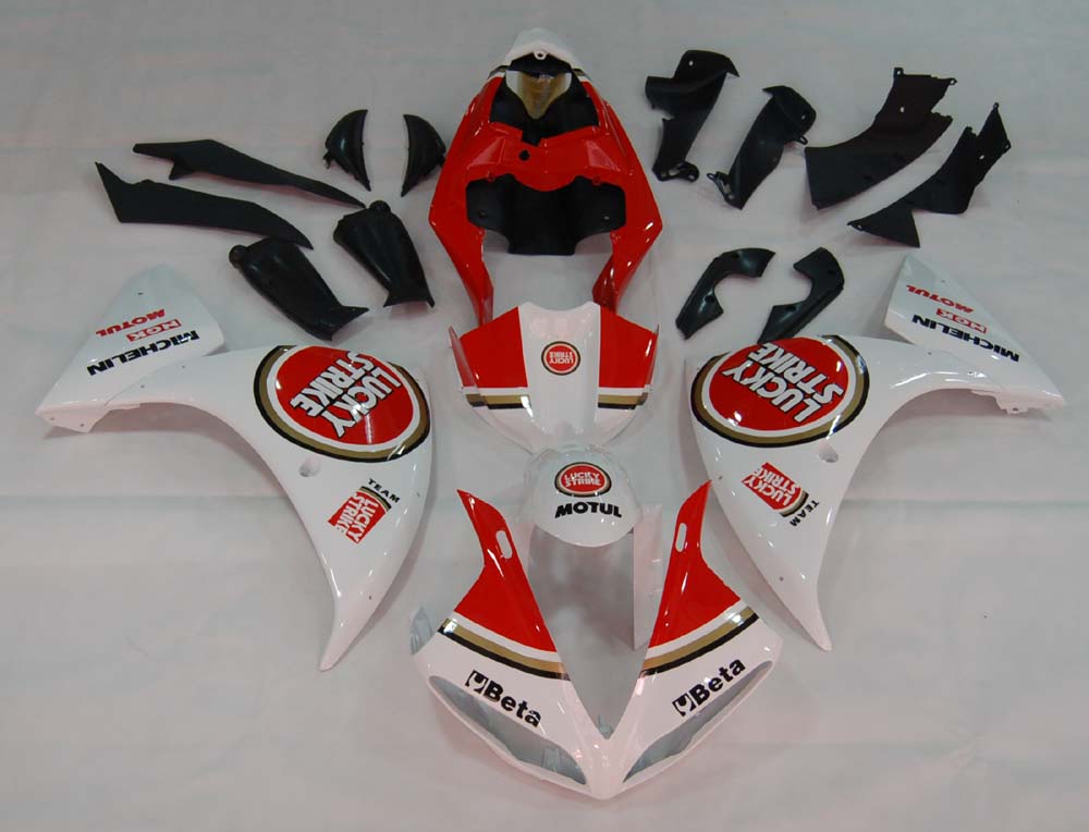 2009-2011 Yamaha YZF-R1 Blanc Rouge Lucky Strike Racing Carénages Générique