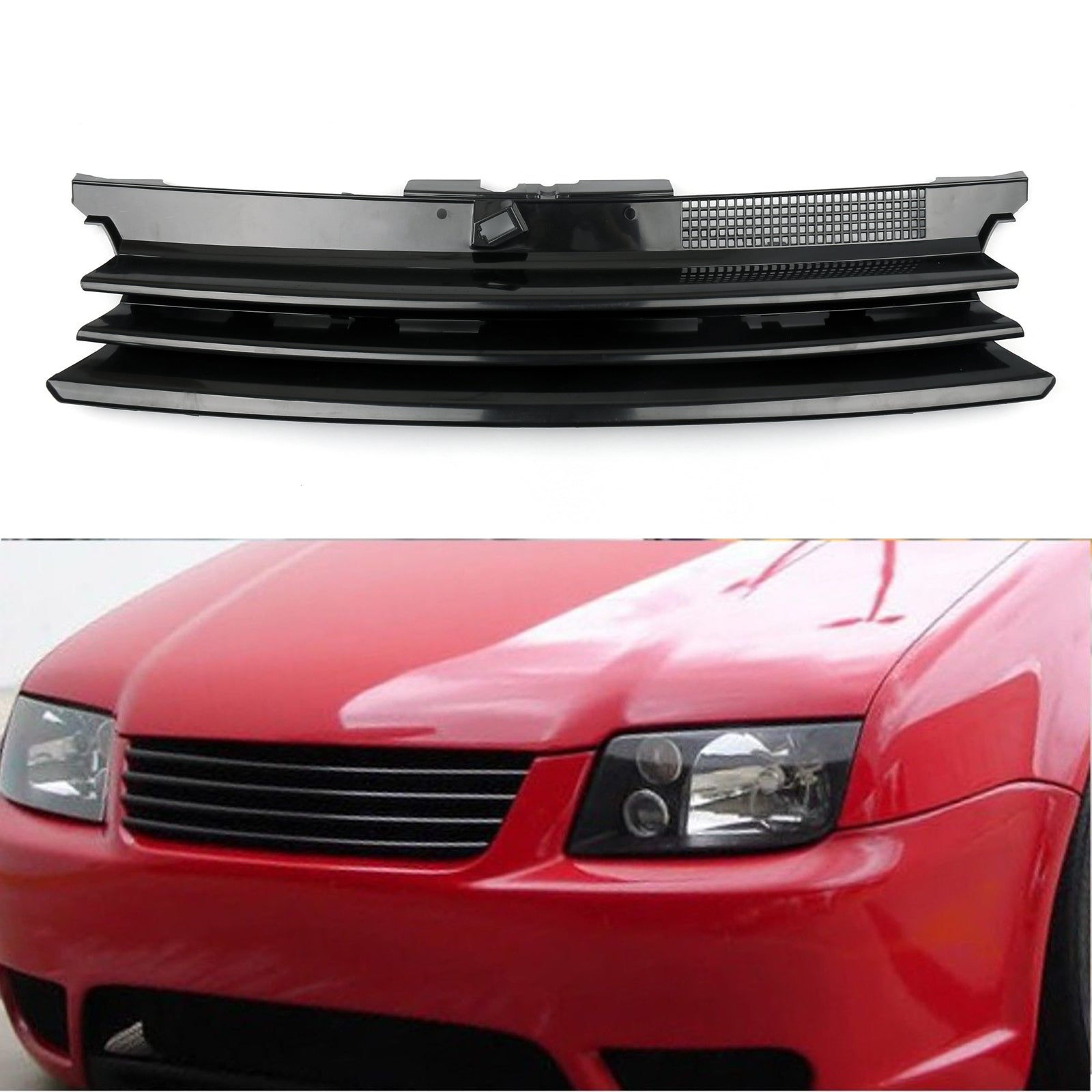 1999-2006 VW Golf MK4 Front Bumper Sport Mesh Badgeless Hood Grill Black