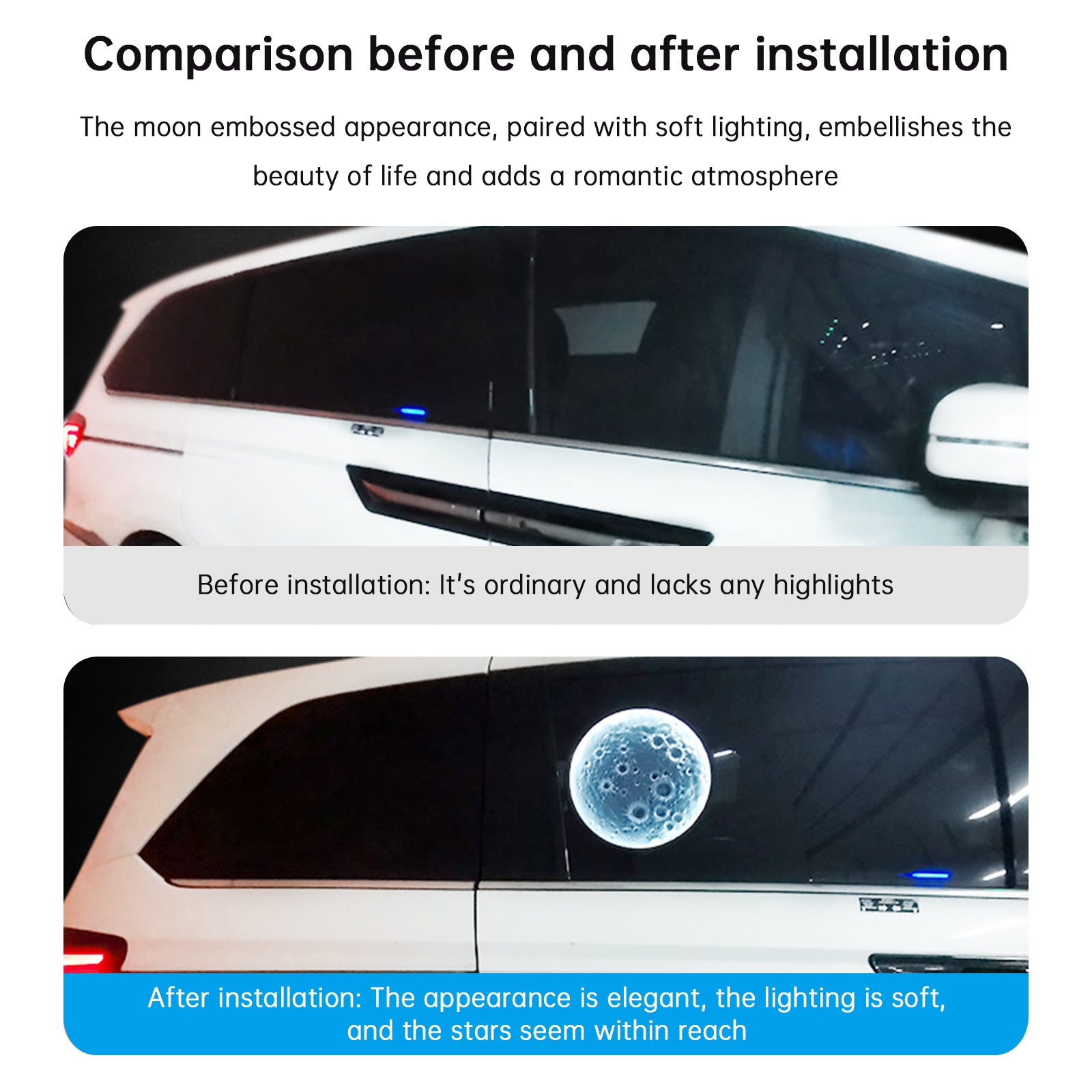 Automobilka bočná lampa s reliéfom mesiaca dekoratívna lampa