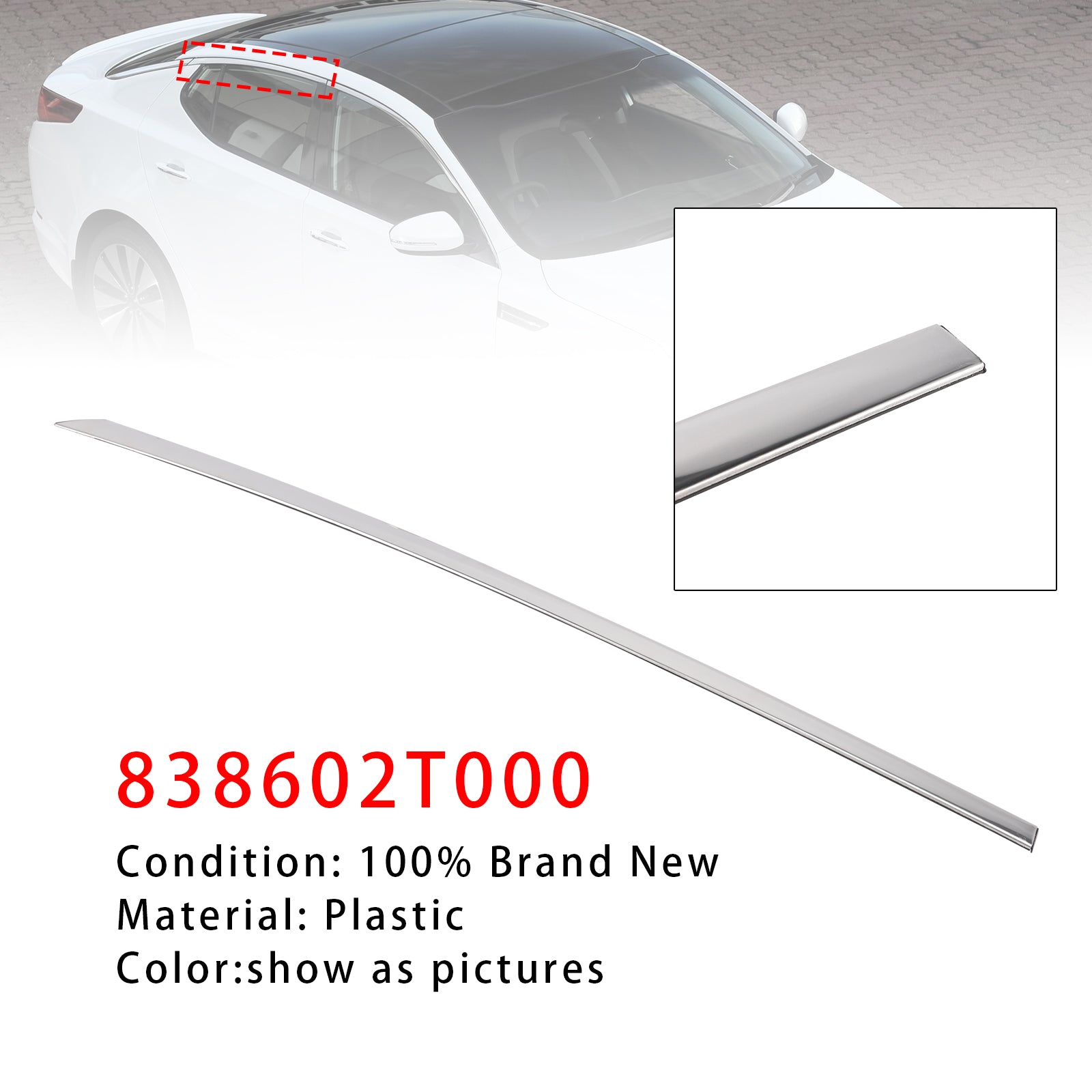 2011-2015 Kia Optima lado direito do lado traseiro da porta traseira Cromo moldagem de acabamento