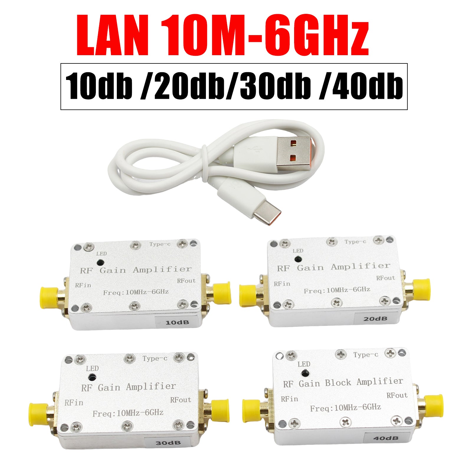 10M-6GHz RF-versterker 10dB 20dB 30dB 40dB High Gain Driver Ontvangende versterker