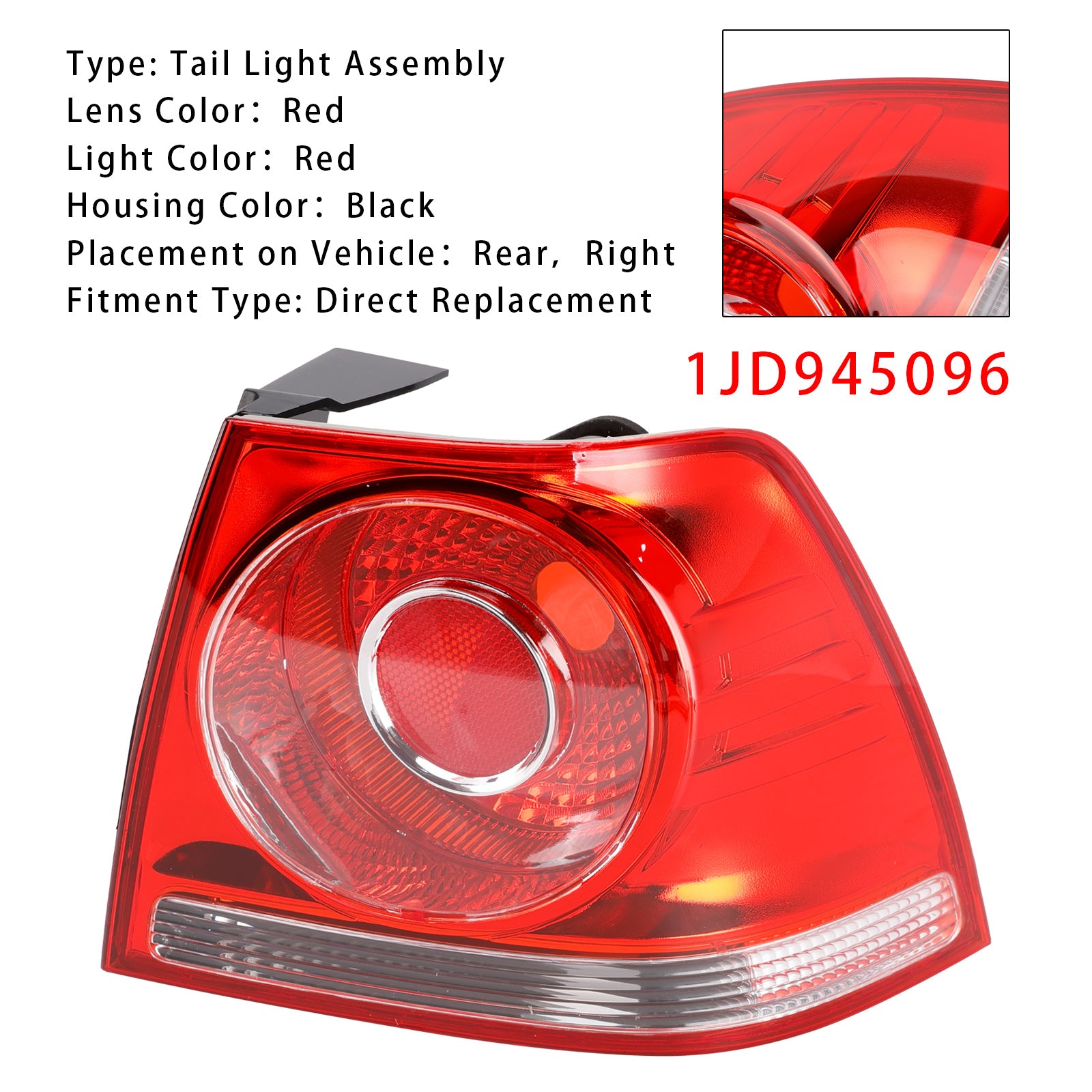 Right Tail Light Lamp 1JD945096 For VW Bora GLI 2006-2011