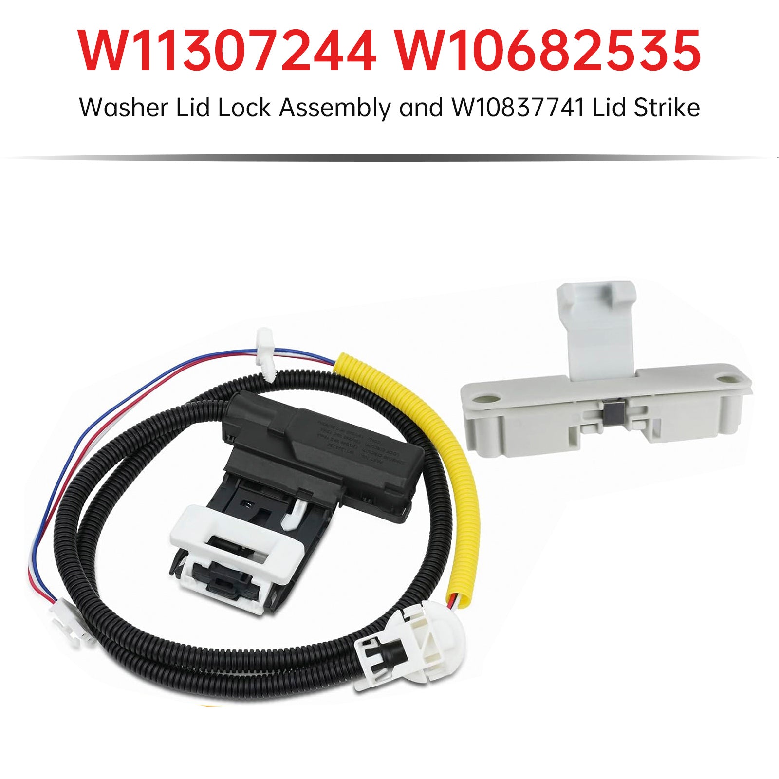 W11307244  W10682535 Låsmontering for vaskemaskinlokk og W10837741 Lokkstreik for Maytag